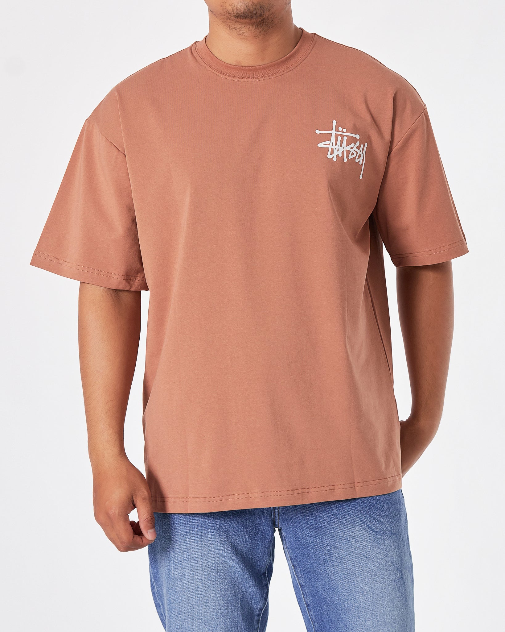 STU Front Back Logo Printed Men Brown T-Shirt 20.90