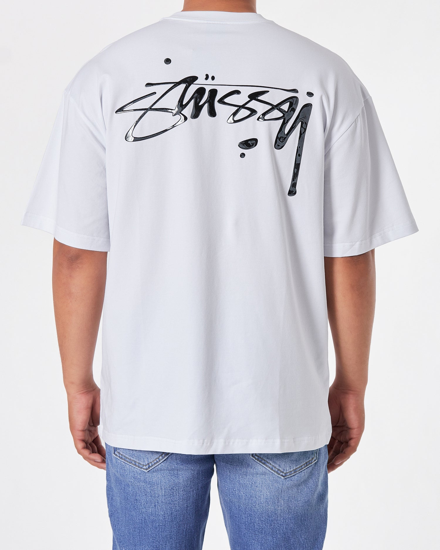 STU Front Back Logo Graffiti Printed Men White T-Shirt 20.90
