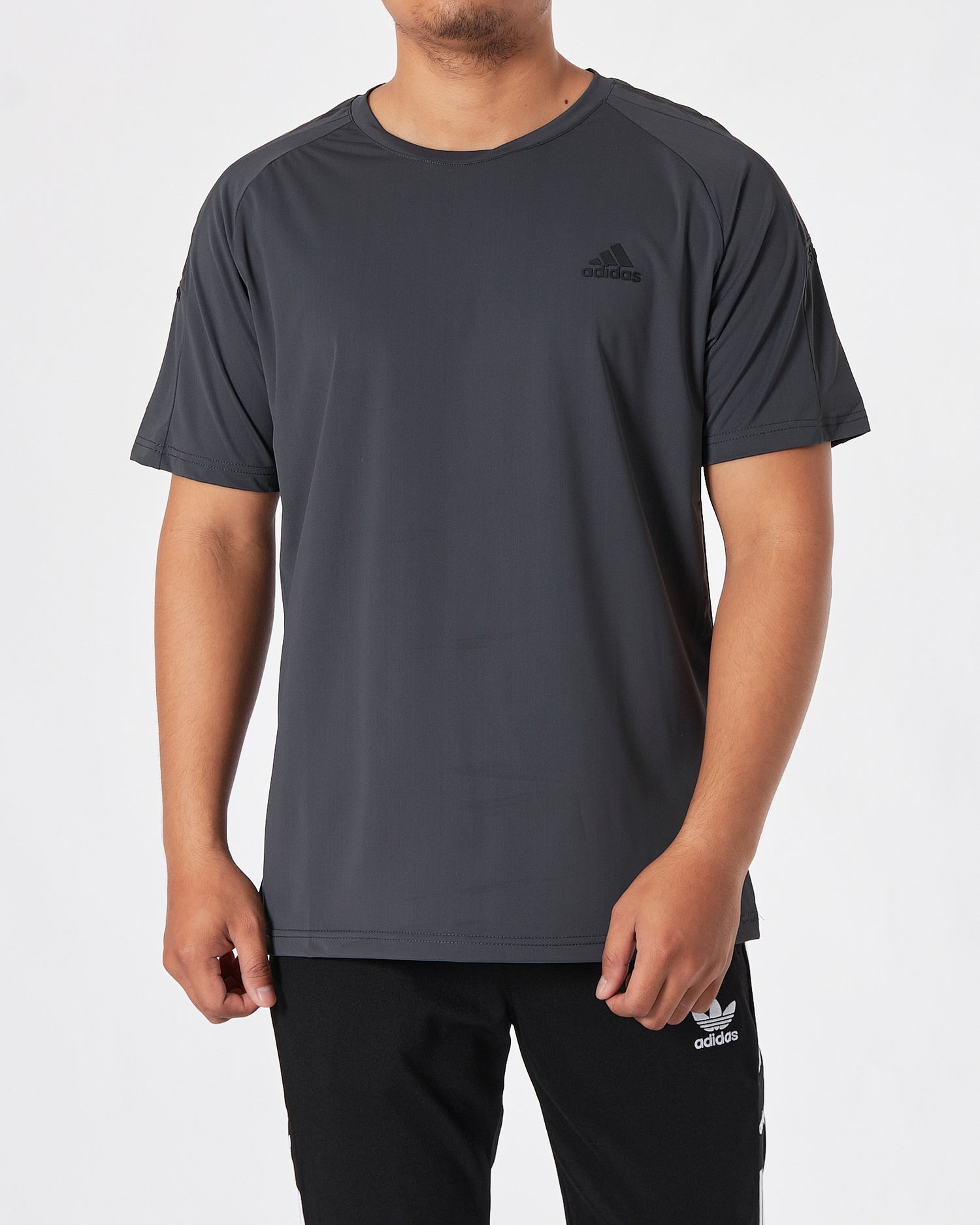 ADI Striped Men Grey Sport T-Shirt 13.90