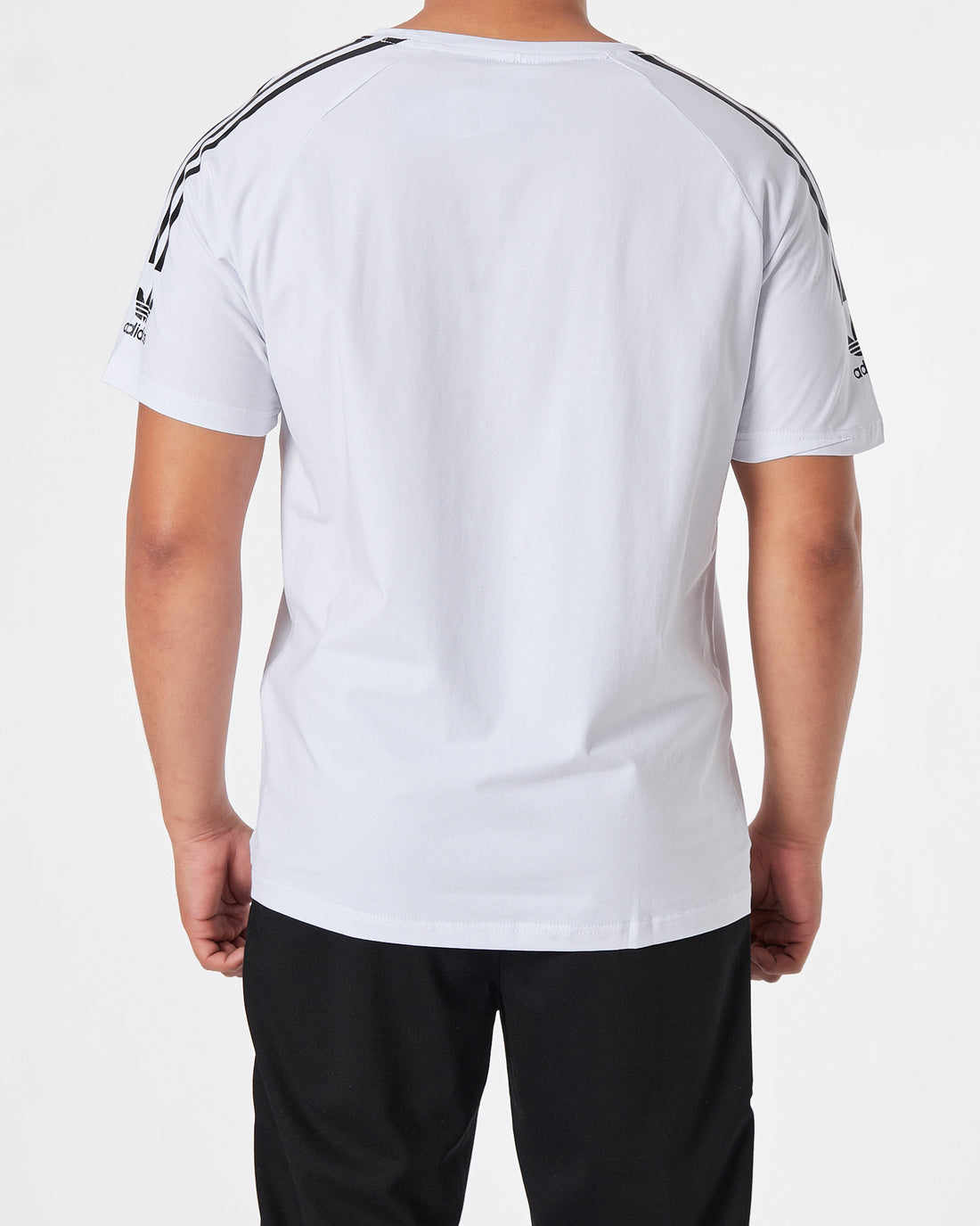 ADI Striped Sleeve Men White T-Shirt 13.90
