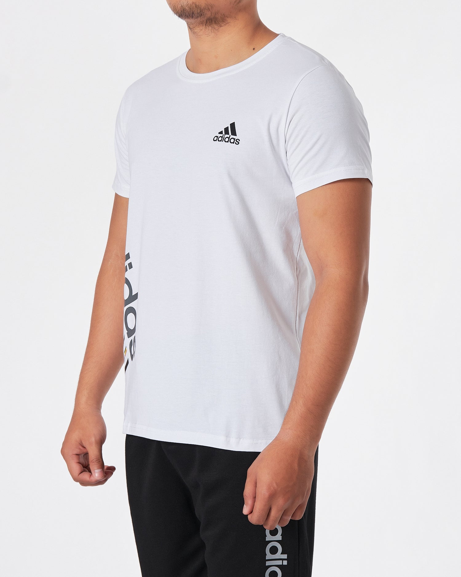 ADI Logo Vertical Printed Men White T-Shirt 15.50