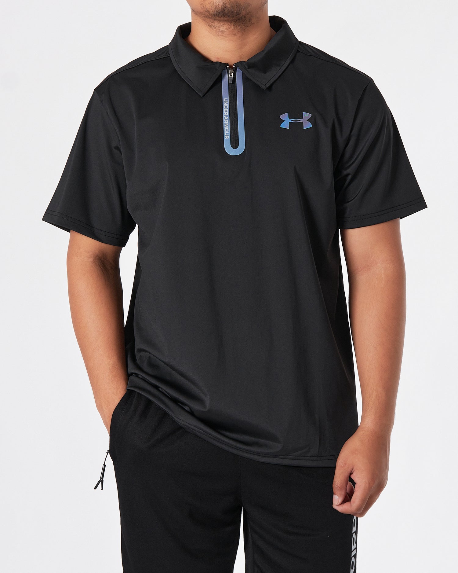 UA Lightweight Logo Printed Men Black Polo Shirt 15.50