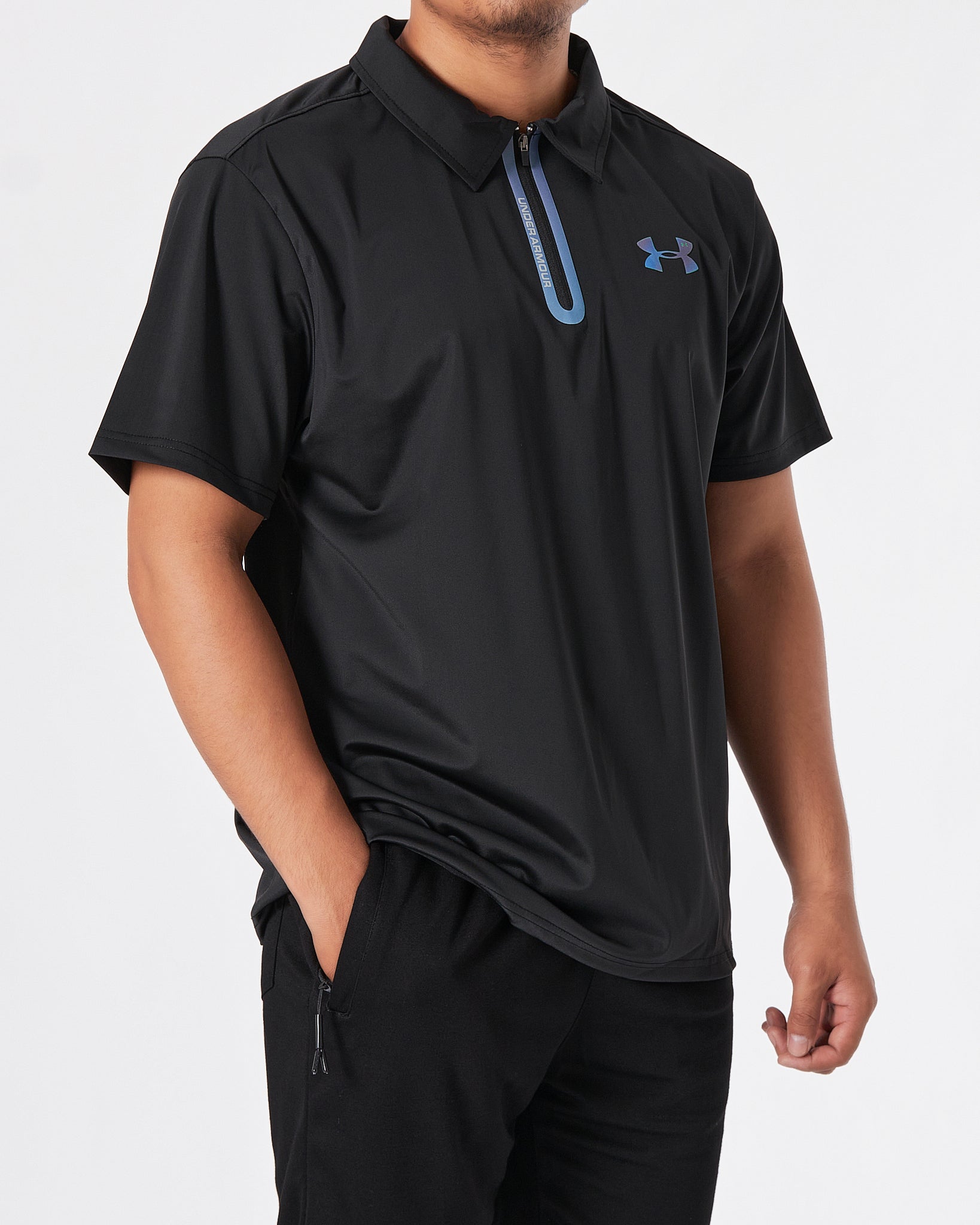 UA Lightweight Logo Printed Men Black Polo Shirt 15.50