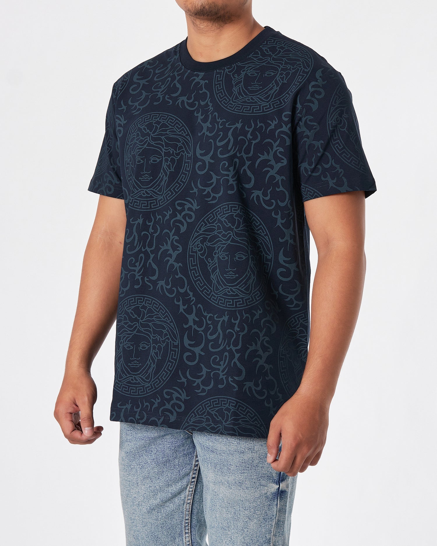 VER Logo Over Printed Men Blue T-Shirt 18.90