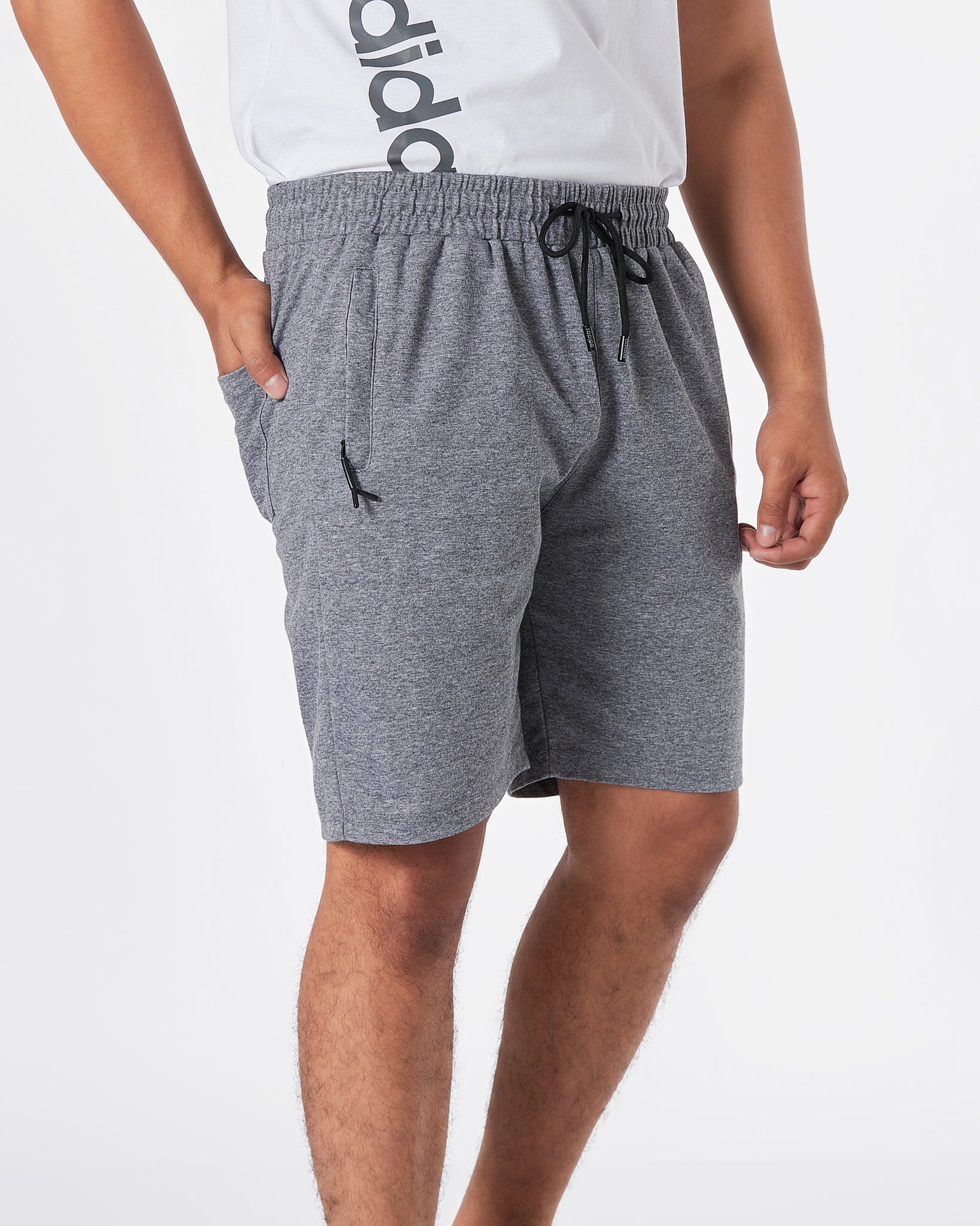 ADI Logo Vertical Printed Men Grey Track Shorts 13.90