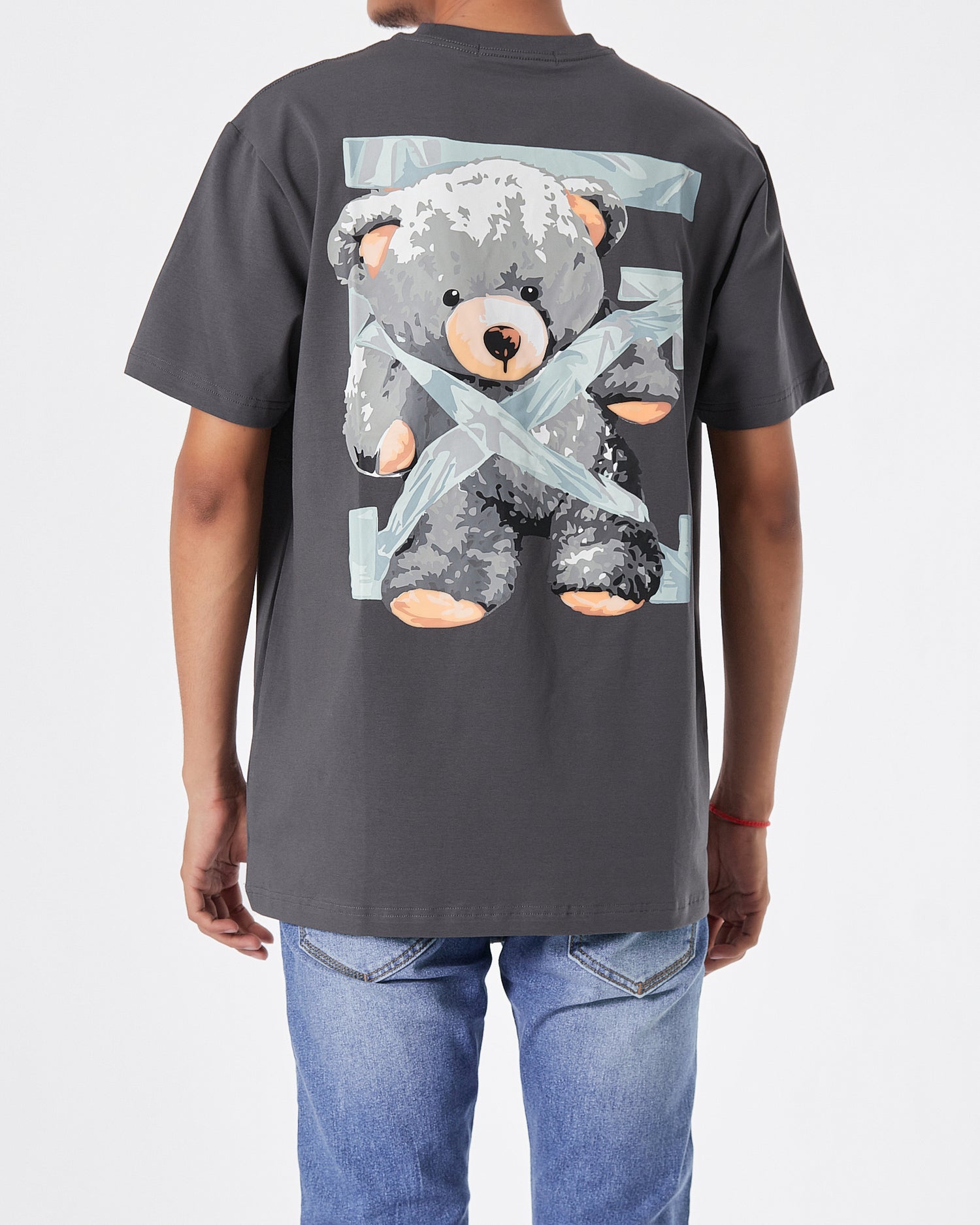 OW Teddy Bear Printed Men Grey T-Shirt 18.90