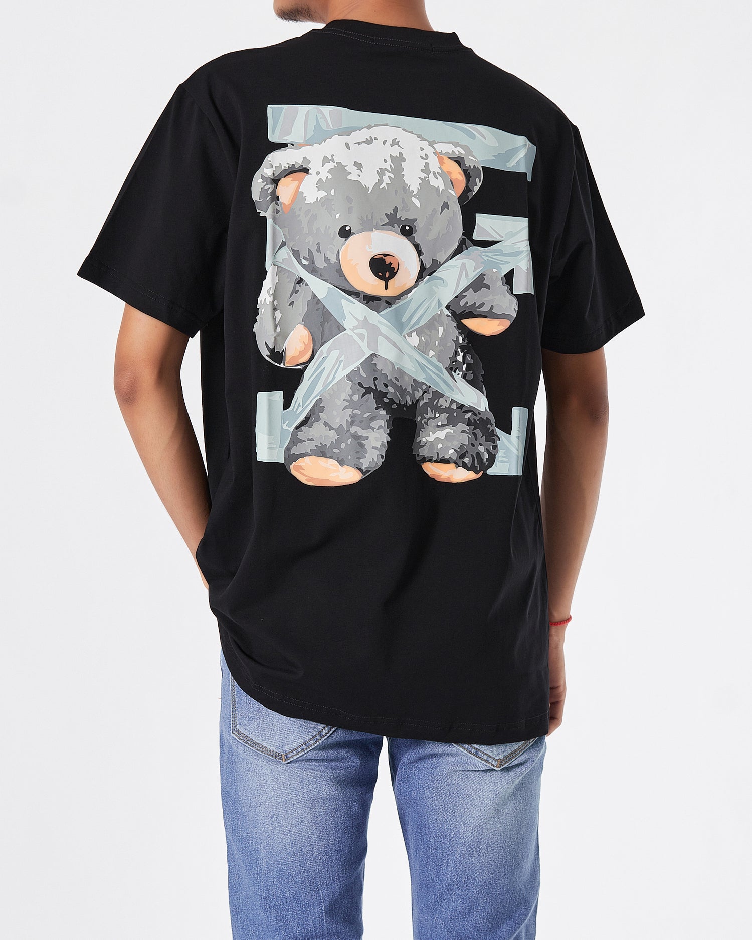 OW Teddy Bear Printed Men Black T-Shirt 18.90