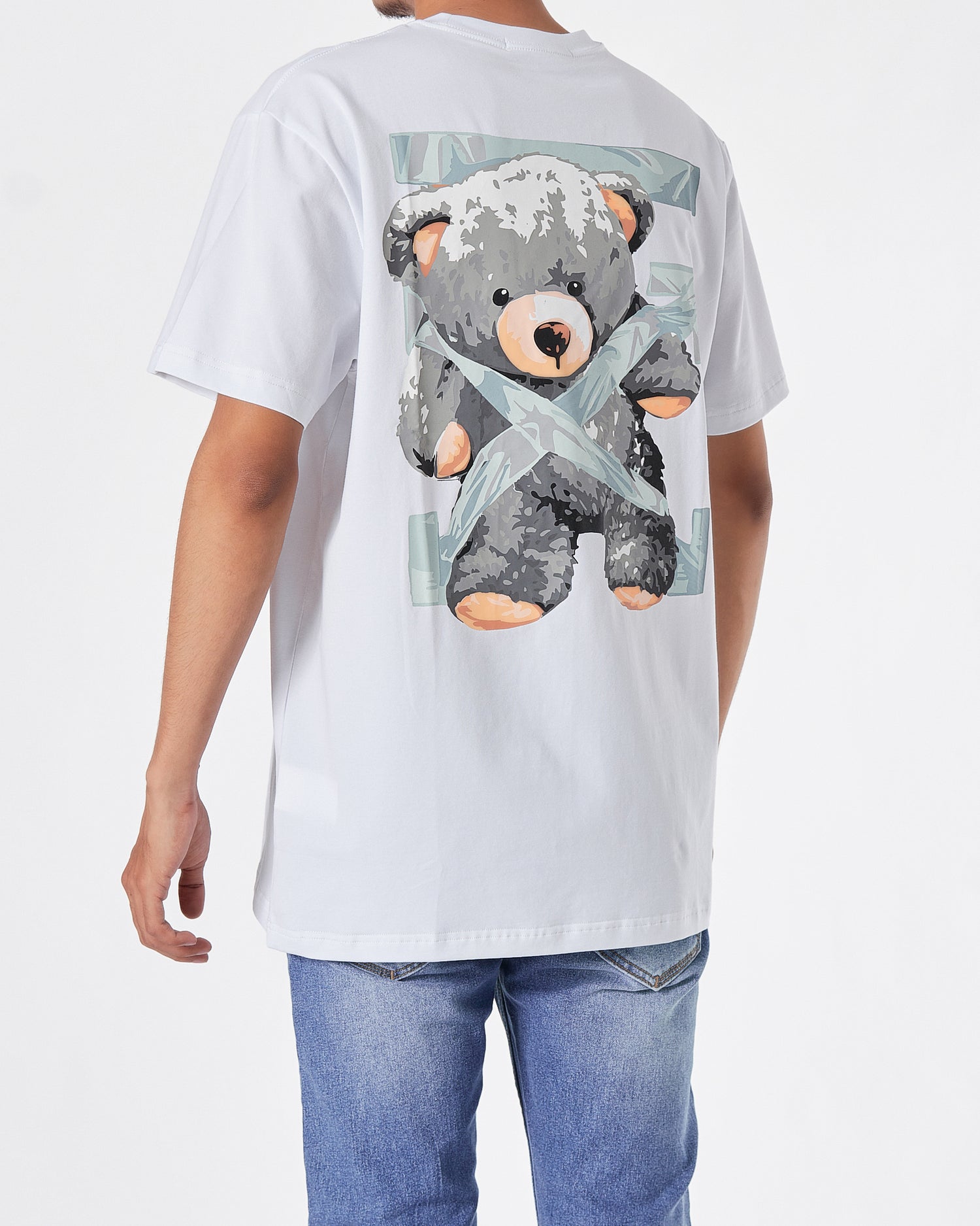 OW Teddy Bear Printed Men White T-Shirt 18.90