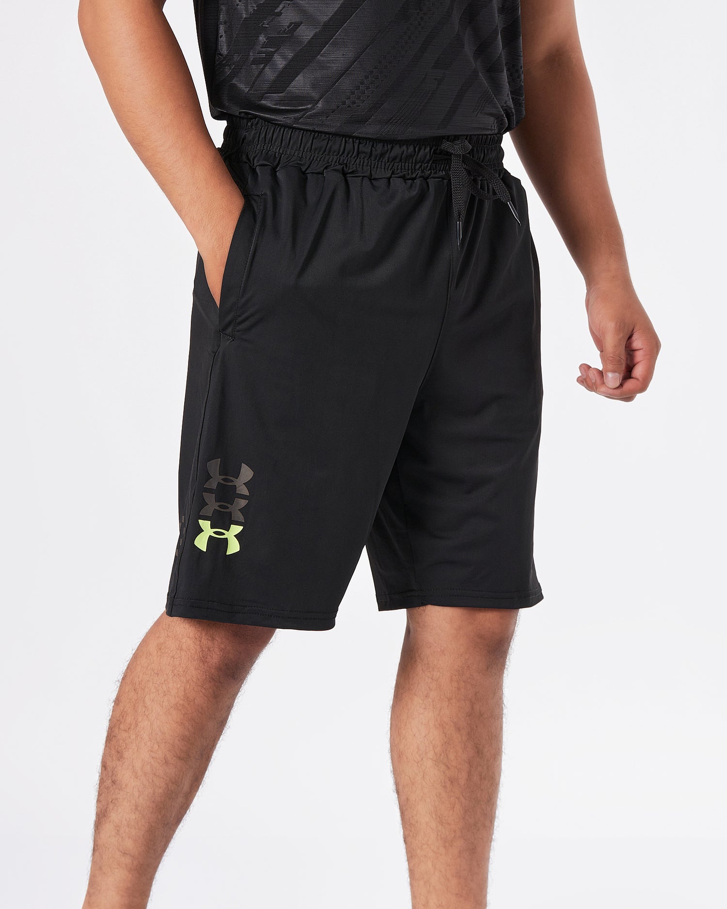 UA Lightweight Logo Printed Men Black  Track Shorts 14.50