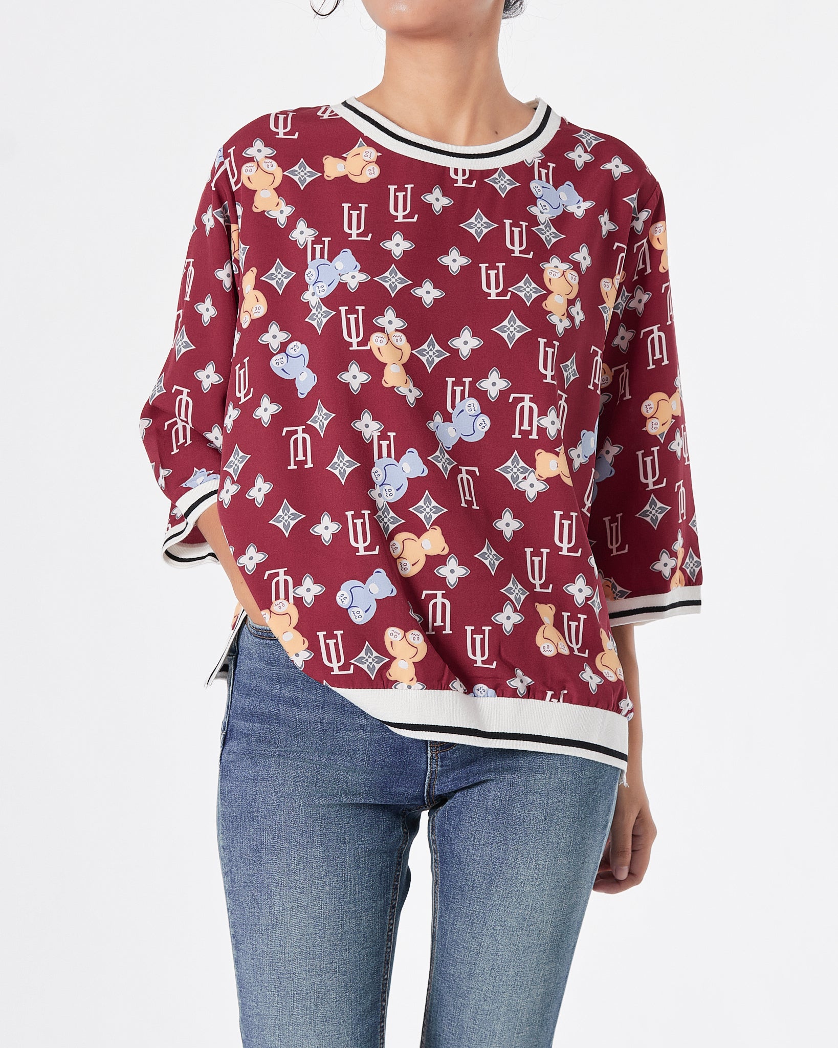 Monogram Over Printed Lady Red T-Shirt 15.90