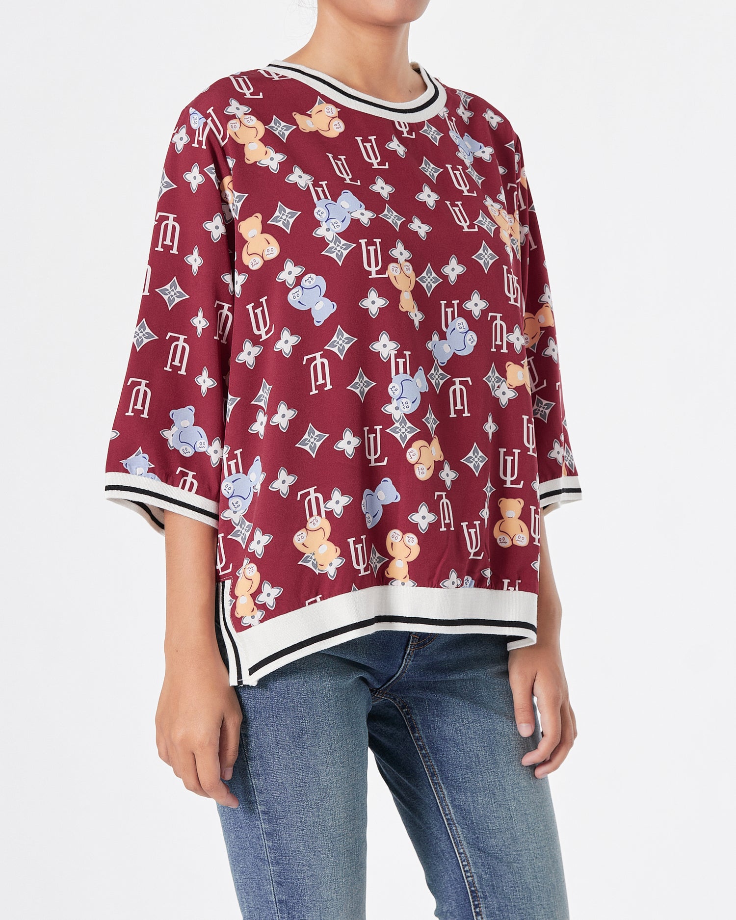 Monogram Over Printed Lady Red T-Shirt 15.90