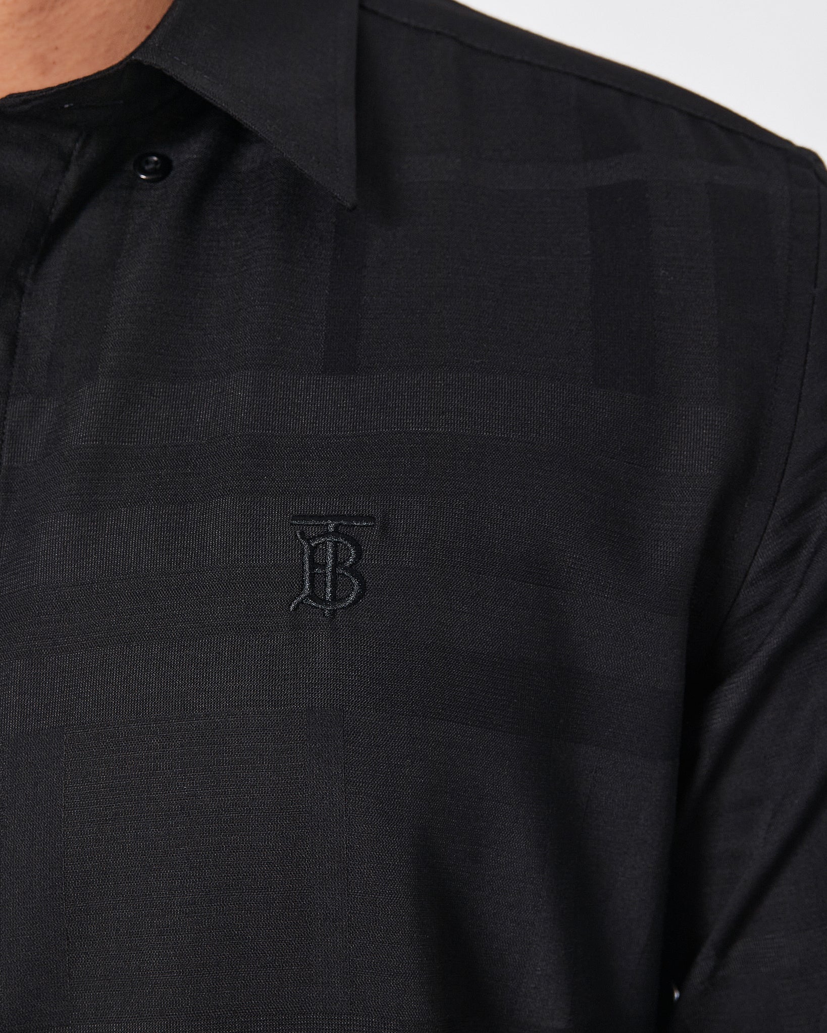 BUR Logo Embroidered Striped Men Black Shirts Long Sleeve 26.90