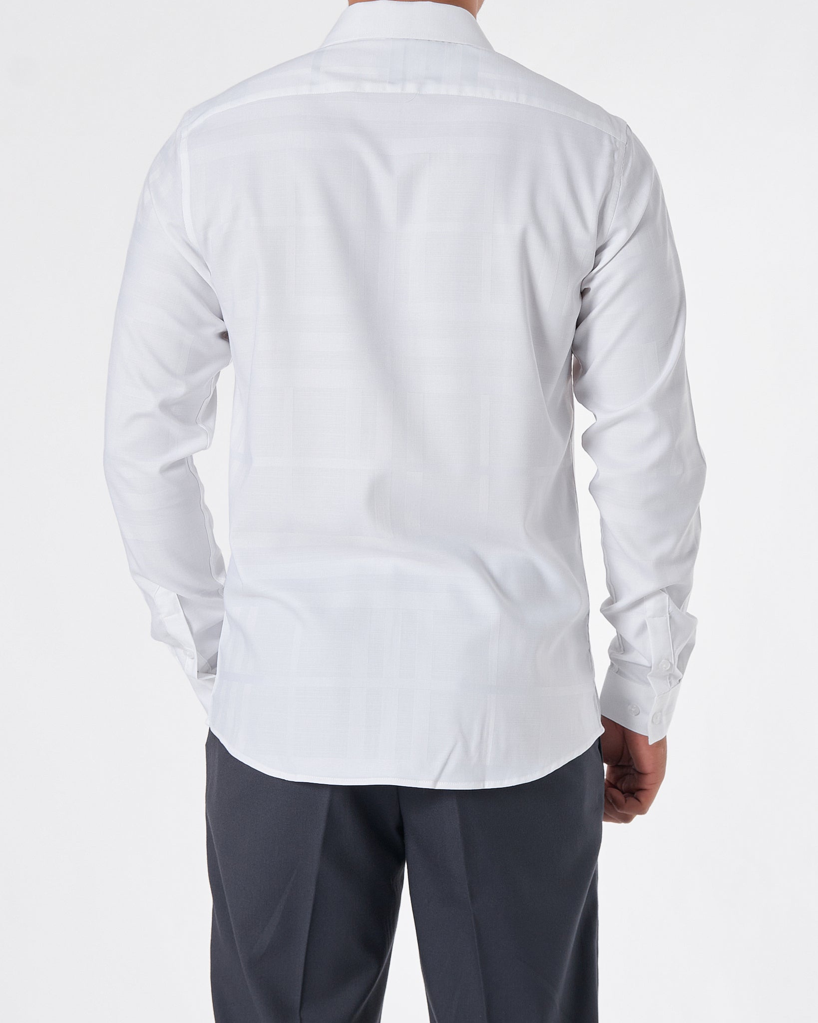 BUR Logo Embroidered Striped Men White Shirts Long Sleeve 26.90