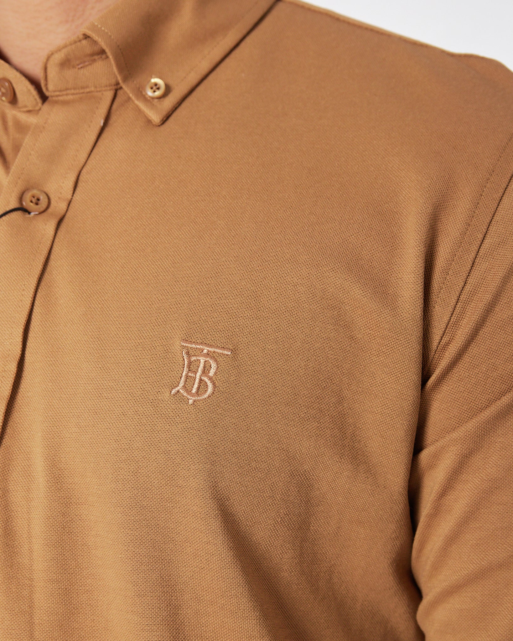 BUR Logo Embroidered Men Brown Shirts Long Sleeve 25.90