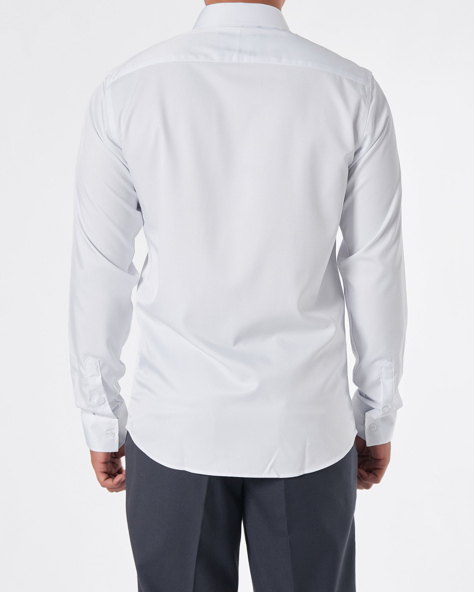 BUR Casual Fit Logo Embroidered Men White Shirts Long Sleeve 22.90