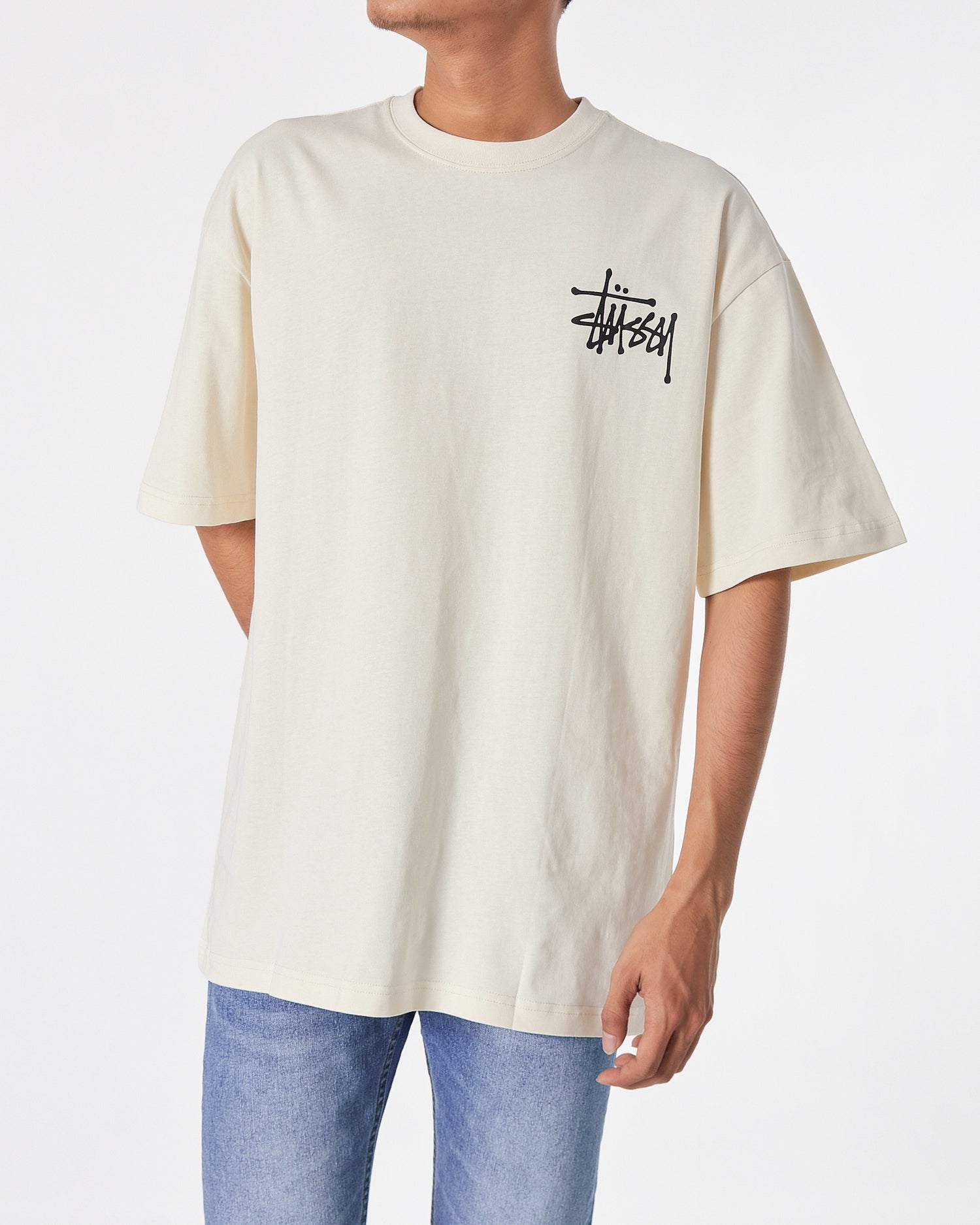 STU Back Logo Printed Men Light Cream  T-Shirt 20.90