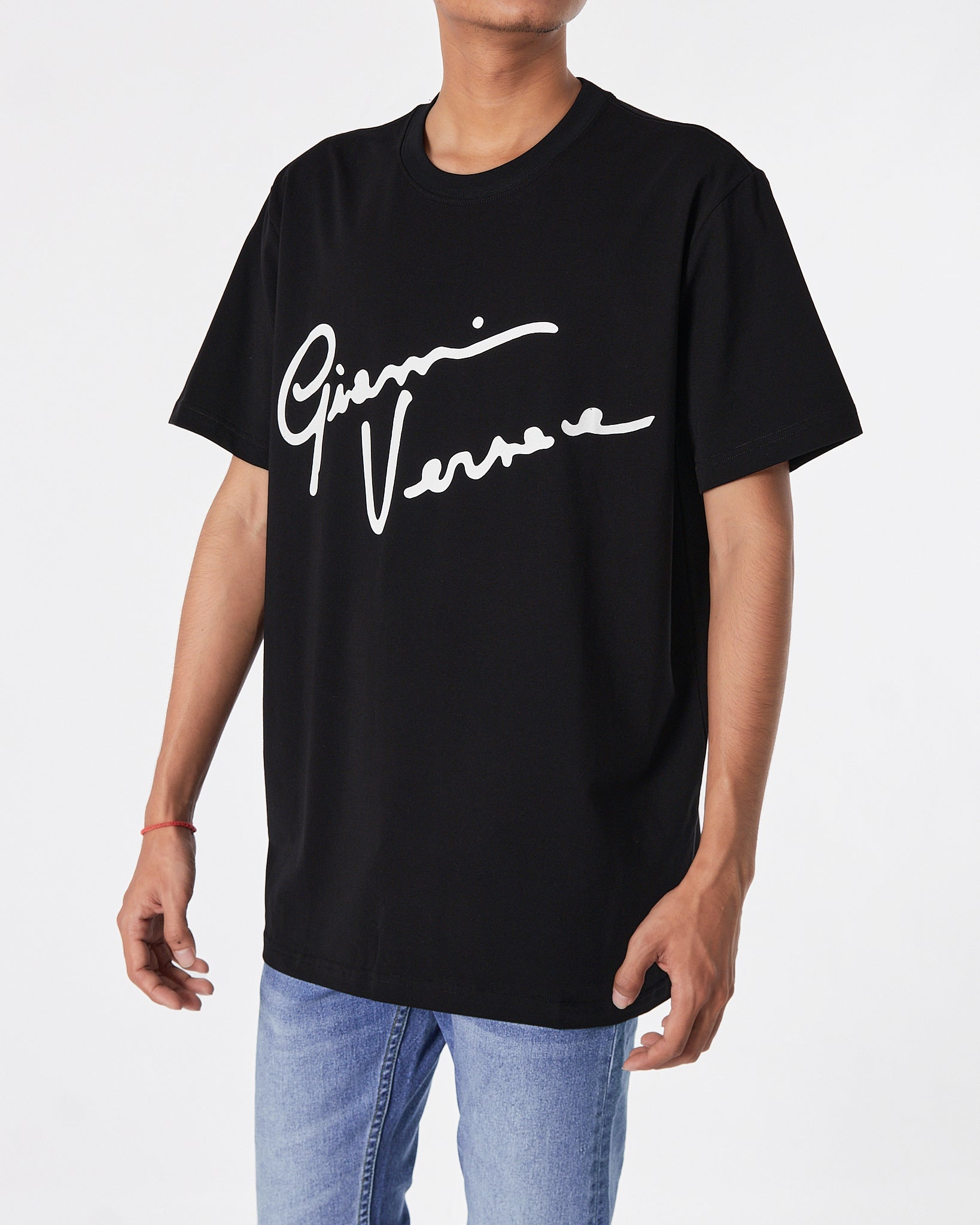 VER Signature Logo Printed Men Black T-Shirt 16.90