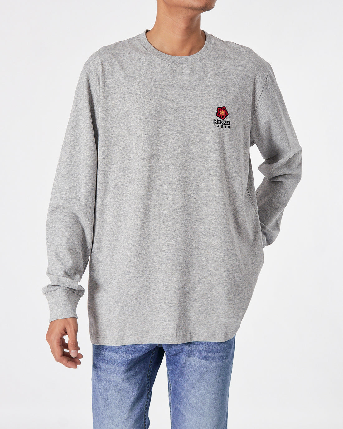KEN Back Logo Printed Men Grey T-Shirt Long Sleeve 23.90