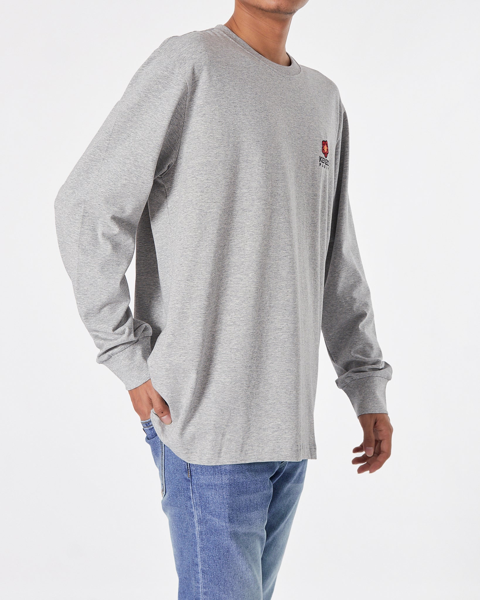 KEN Back Logo Printed Men Grey T-Shirt Long Sleeve 23.90