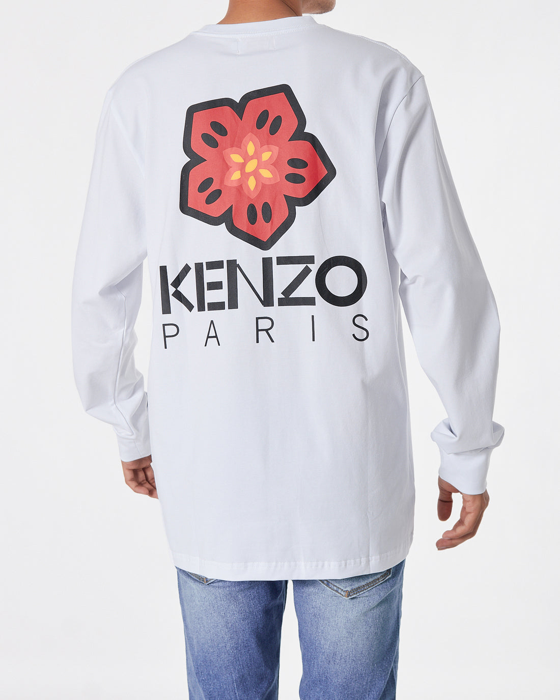 KEN Back Logo Printed Men White T-Shirt Long Sleeve 23.90