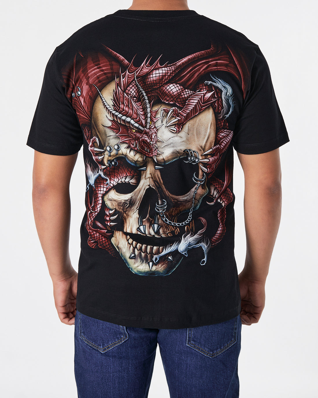 THA Skull Front & Back Printed Men Over Size T-Shirt 17.50