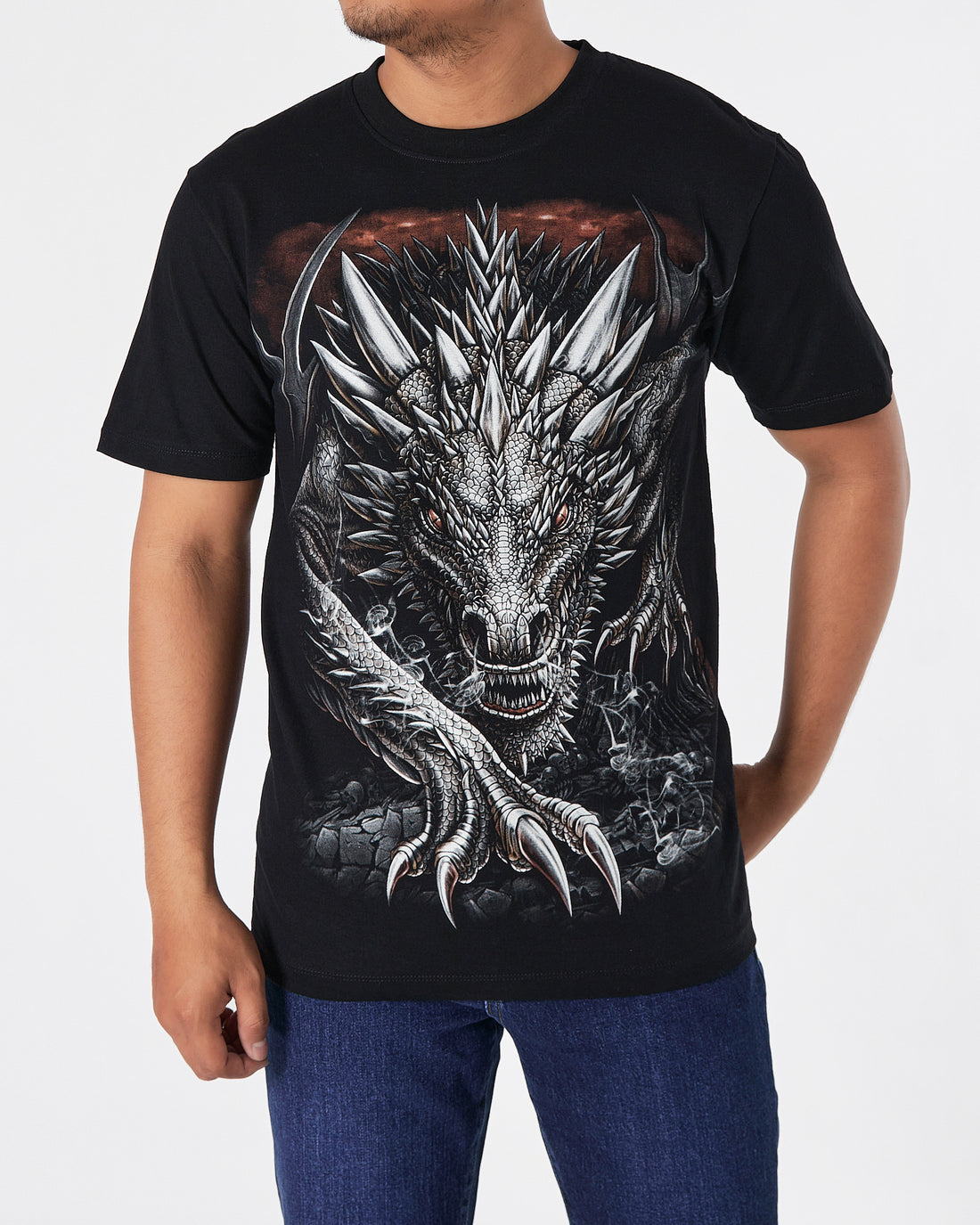 THA Dragon Front & Back Printed Men Over Size T-Shirt 15.90