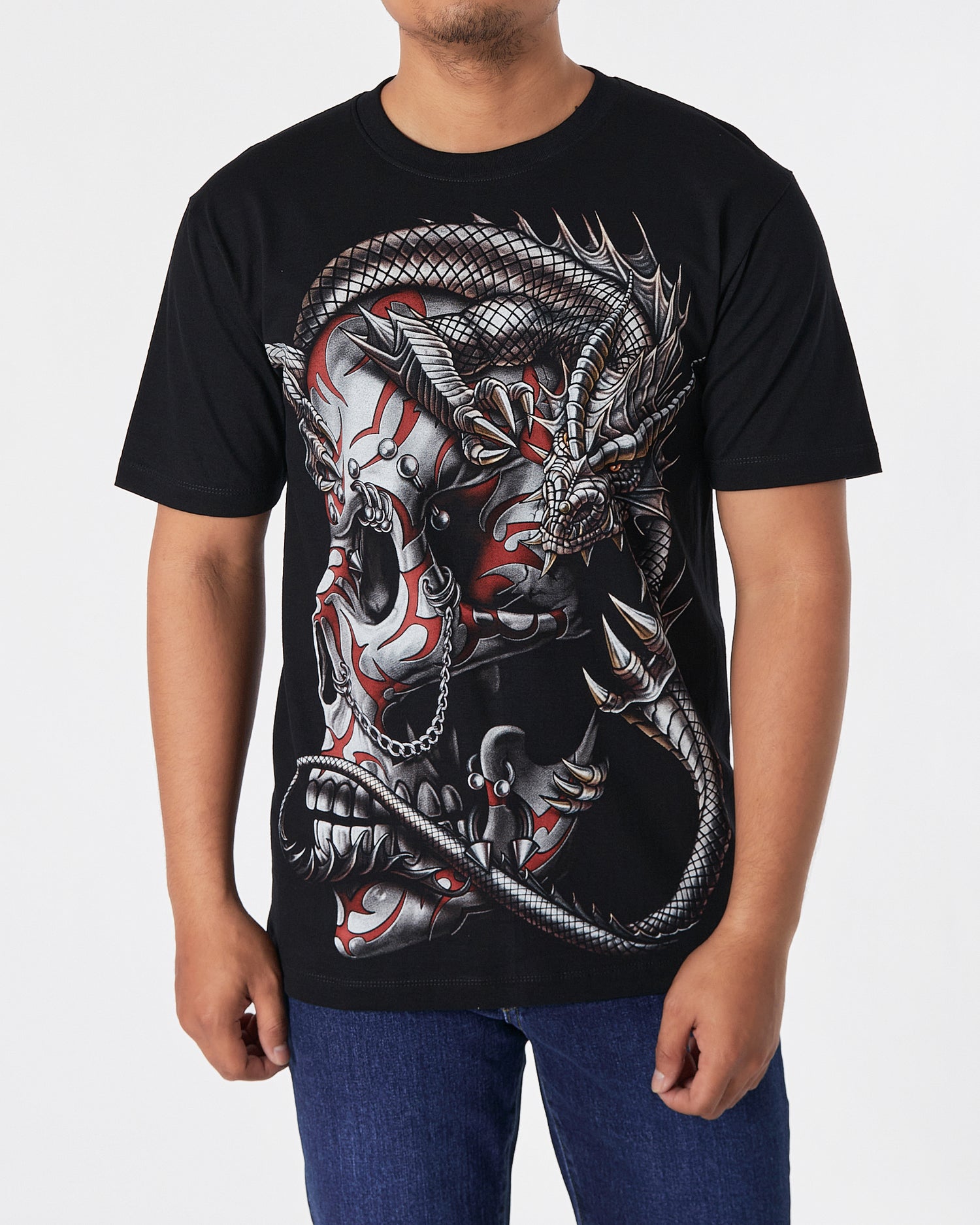 THA Skull Front &amp; Back Printed Men Over Size T-Shirt 16.90