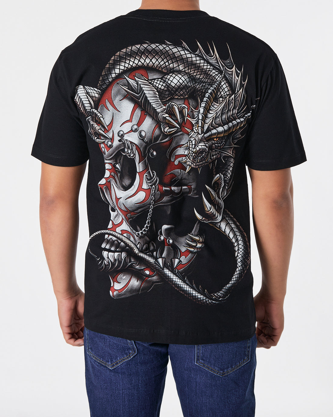 THA Skull Front & Back Printed Men Over Size T-Shirt 16.90