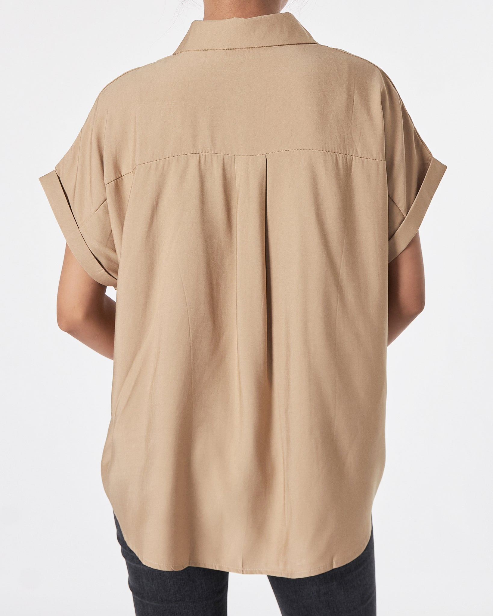 Lady Cream Satin Shirts Short Sleeve 17.90