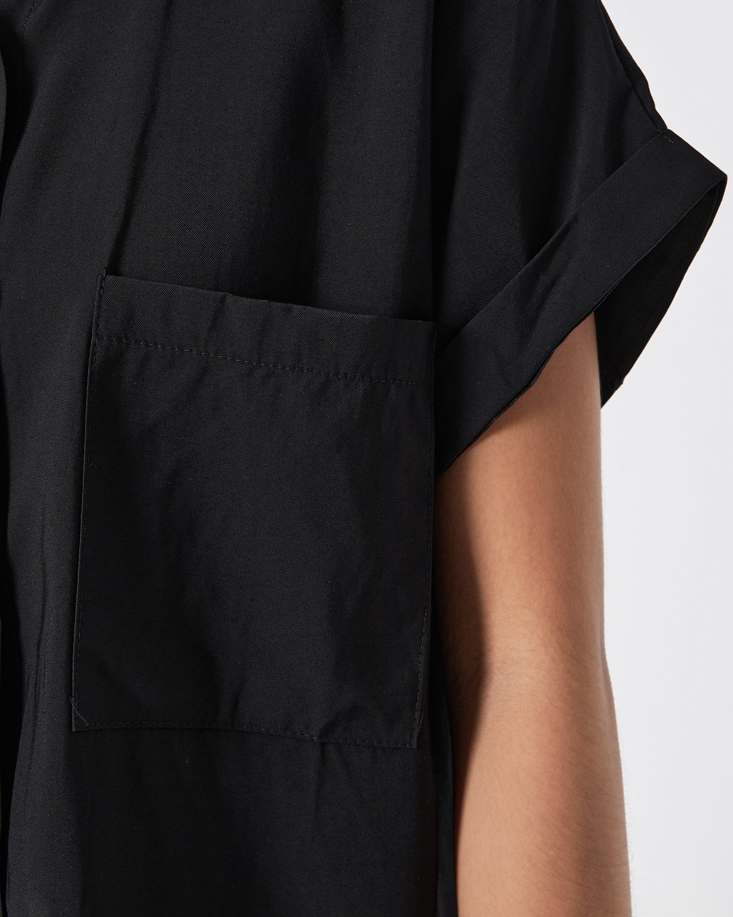 Lady Black Satin Shirts Short Sleeve 17.90