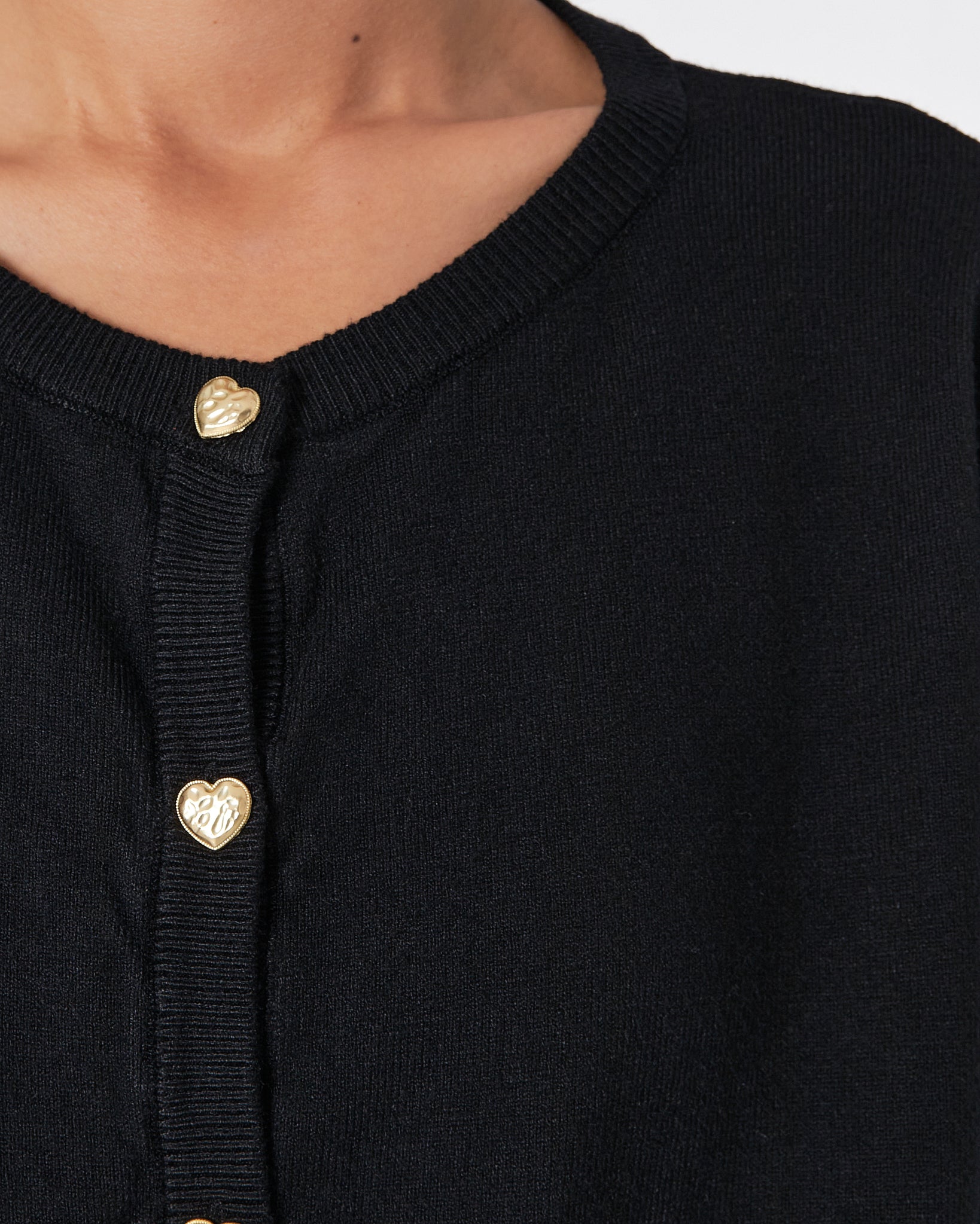 Plain Color Lady Soft Knit Black Cardigan 18.90