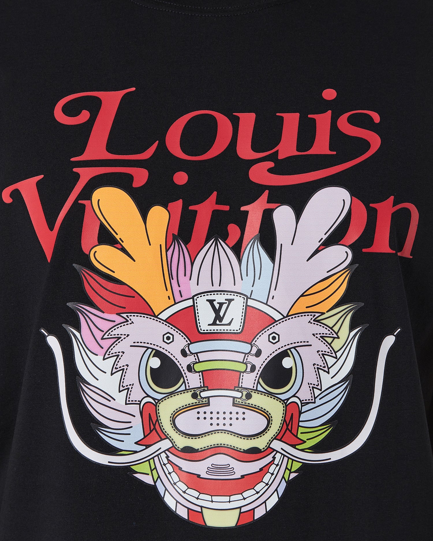 LV Dragon Printed Men Black T-Shirt 17.90