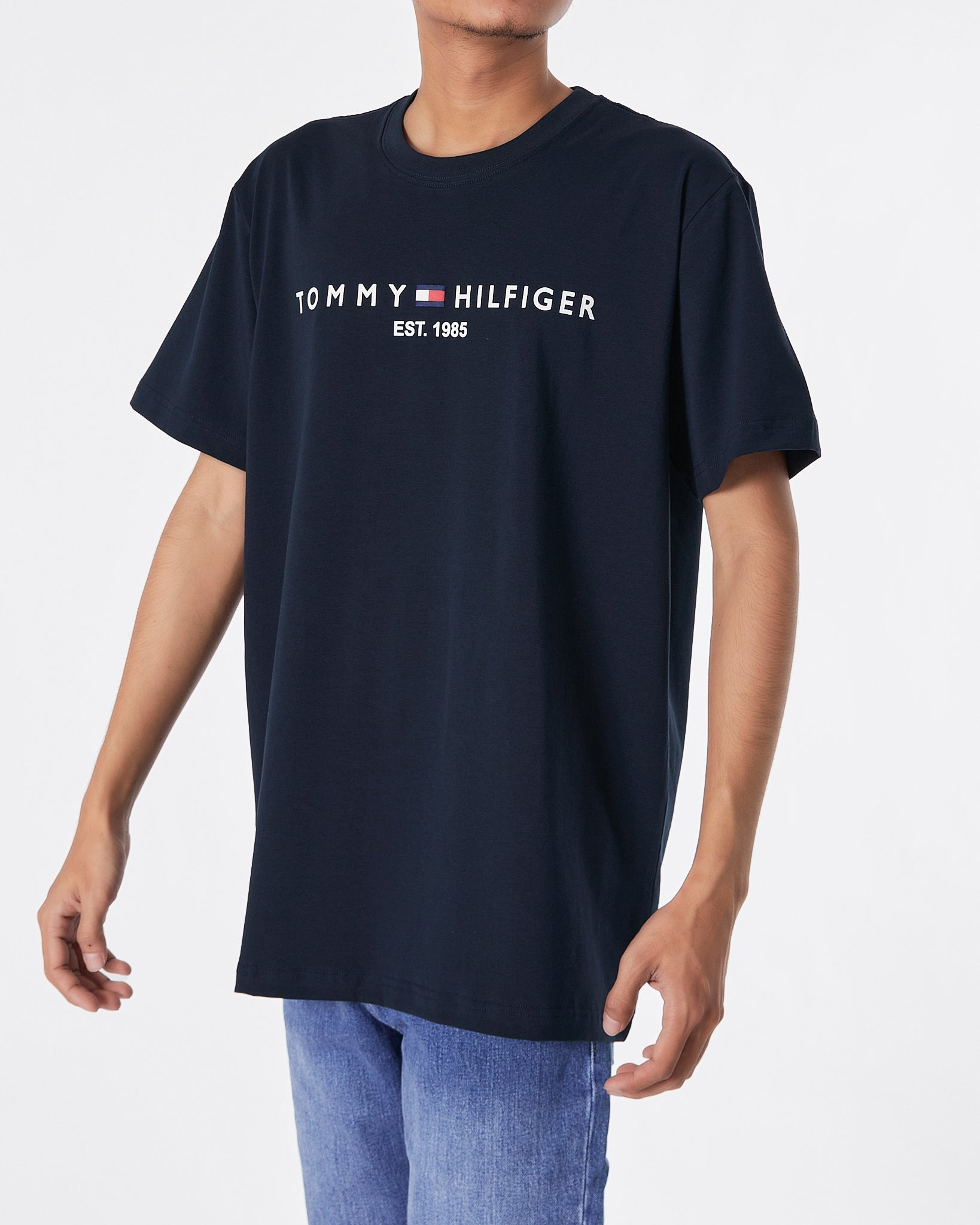 TH Logo Printed Men Blue T-Shirt 14.90