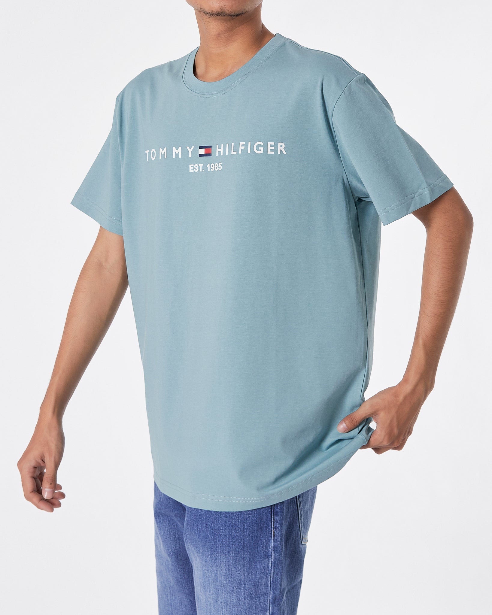 TH Logo Printed Men Light Blue T-Shirt 14.90