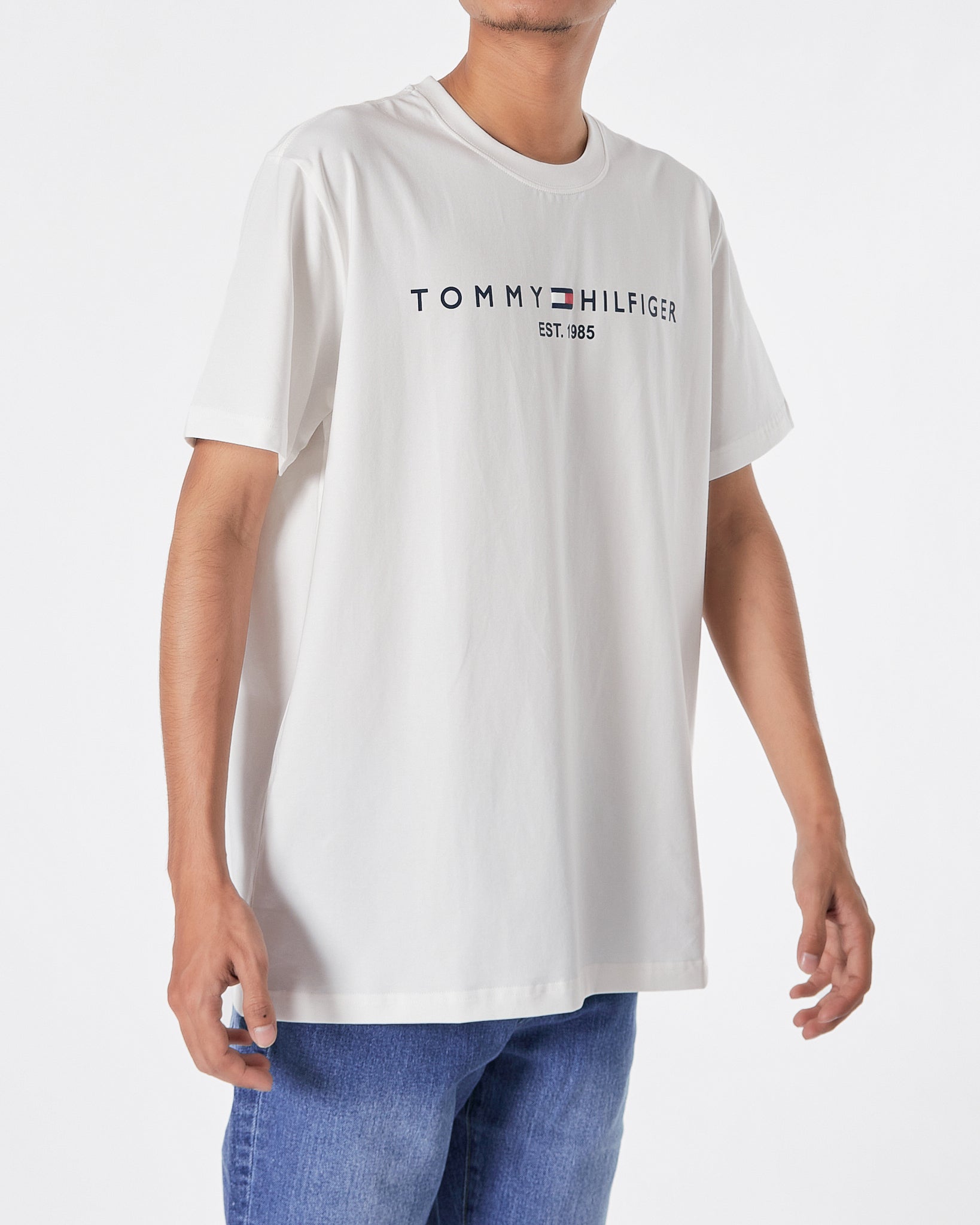TH Logo Printed Men White T-Shirt 14.90
