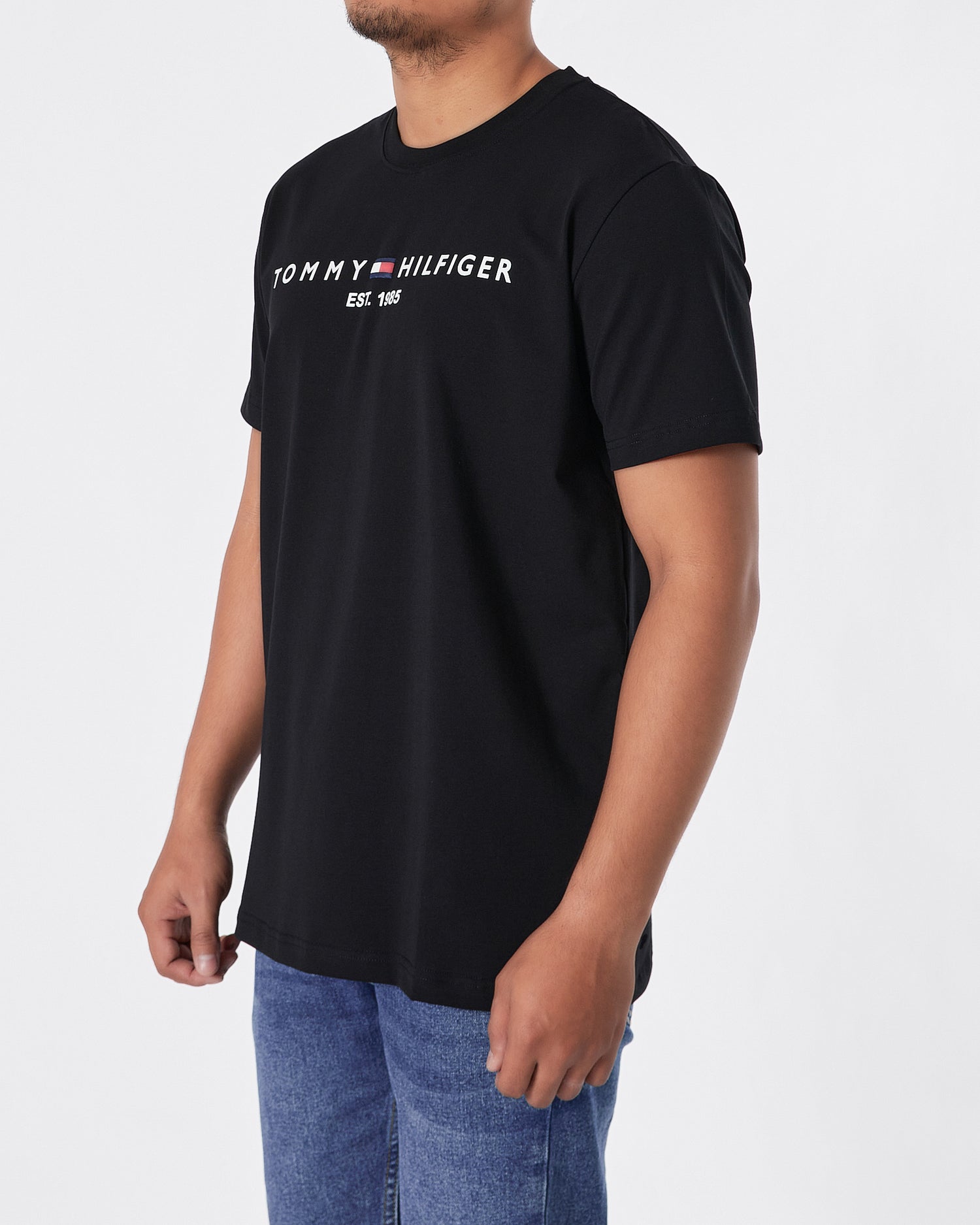 TH Logo Printed Men Black T-Shirt 14.90