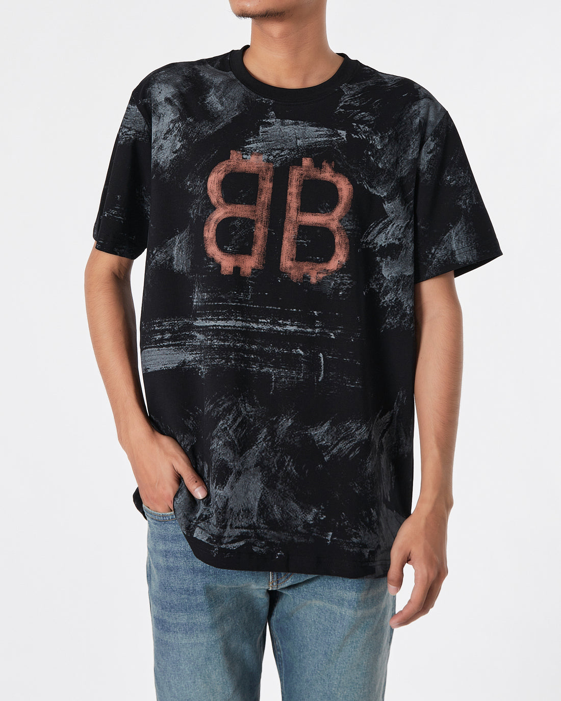 BAL Faded Color Logo Printed Men Black T-Shirt 16.90