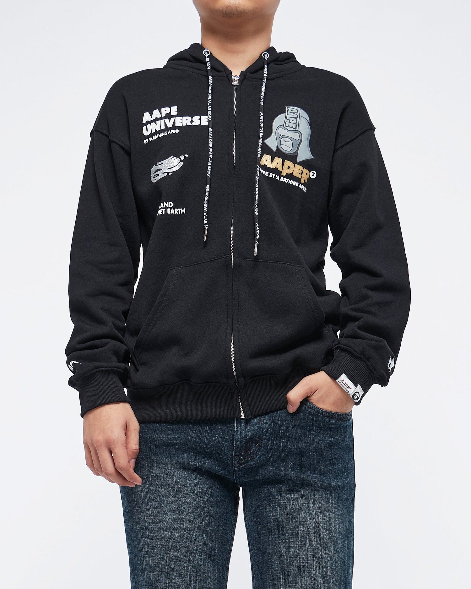 MOI OUTFIT-Aape Universe Printed Men Hoodie Zipped 39.90