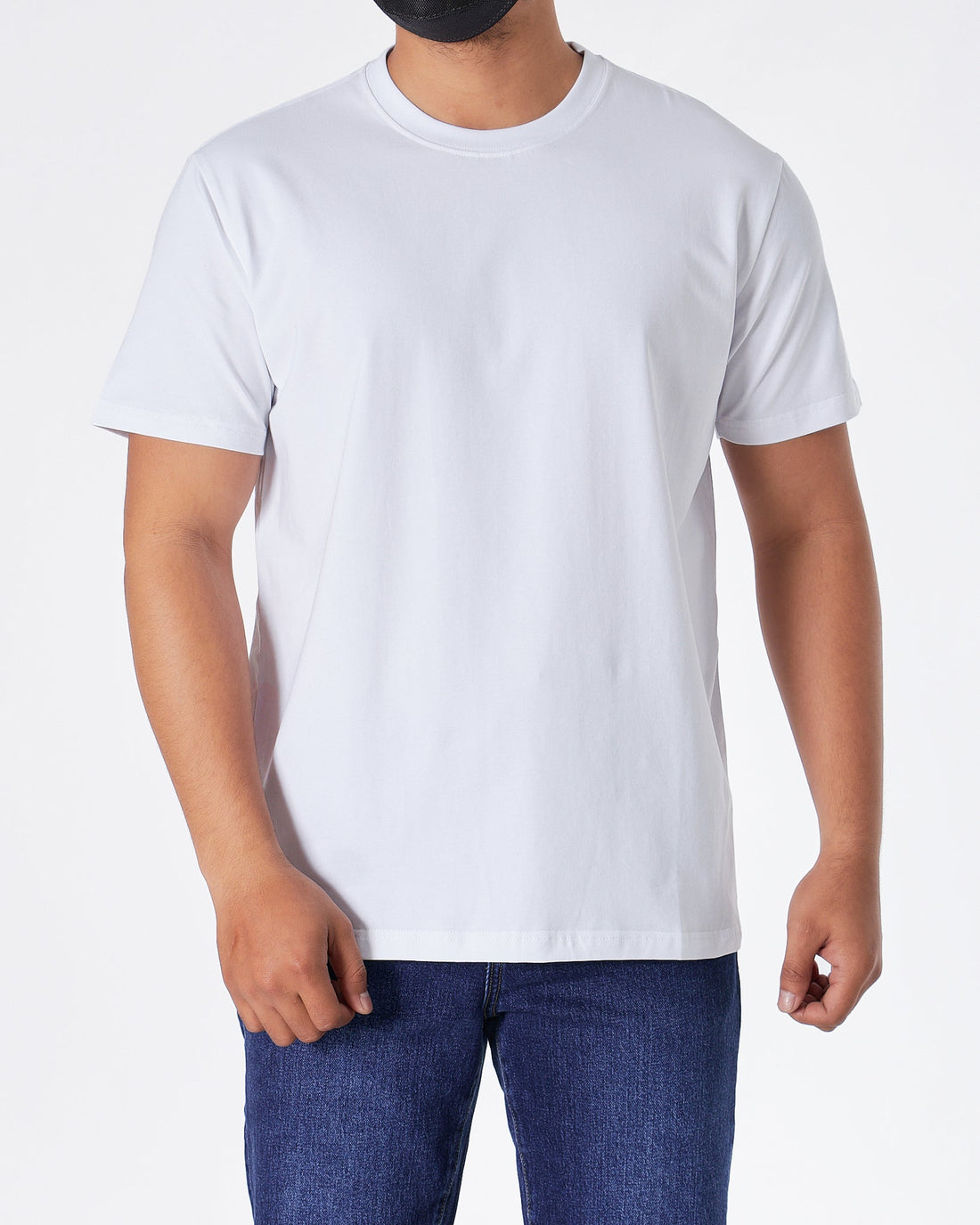 MOI OUTFIT-ABA Plain Color Men White T-Shirt 14.90