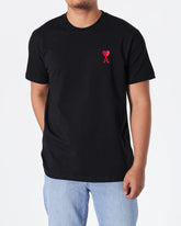 MOI OUTFIT-AMI Heart Embroidered Men Black T-Shirt 15.50