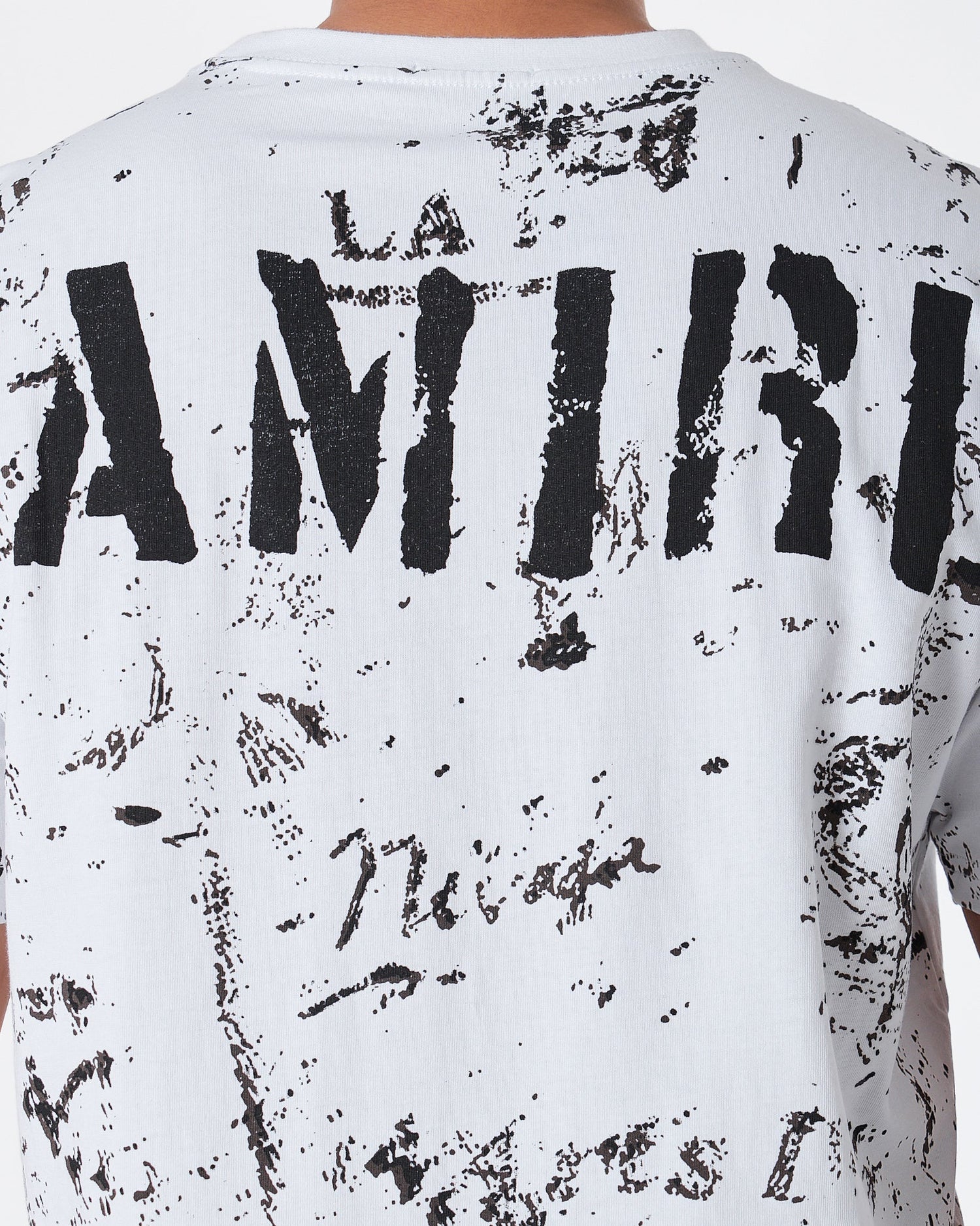 MOI OUTFIT-ARM Ink Splash Men White T-Shirt 24.90