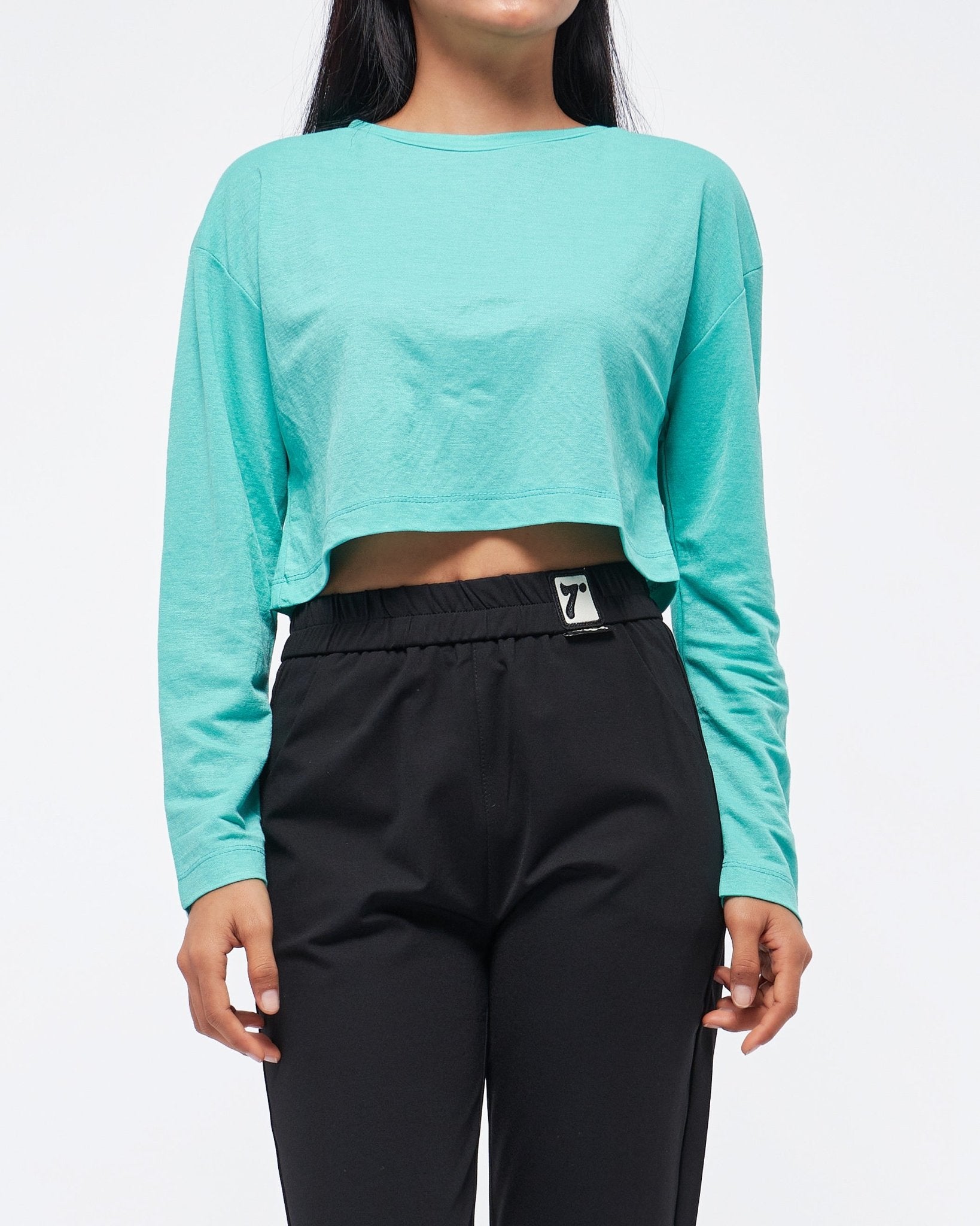 MOI OUTFIT-Candy Color Long Sleeve Lady Crop Top 12.90