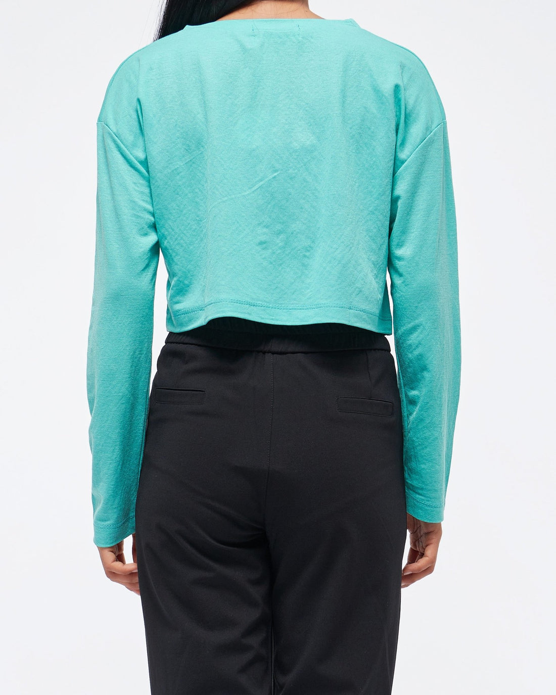 MOI OUTFIT-Candy Color Long Sleeve Lady Crop Top 12.90