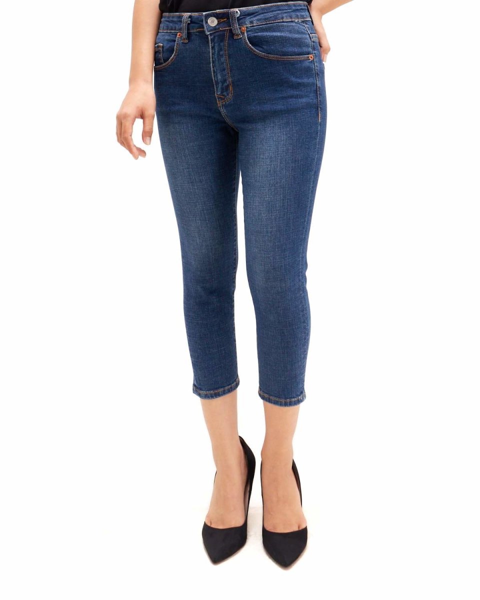 MOI OUTFIT-Casual Stretchy Lady Calf Length Jeans 17.90