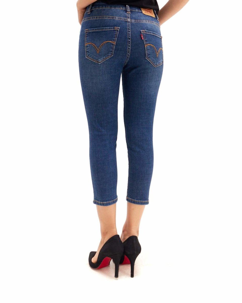 MOI OUTFIT-Casual Stretchy Lady Calf Length Jeans 17.90