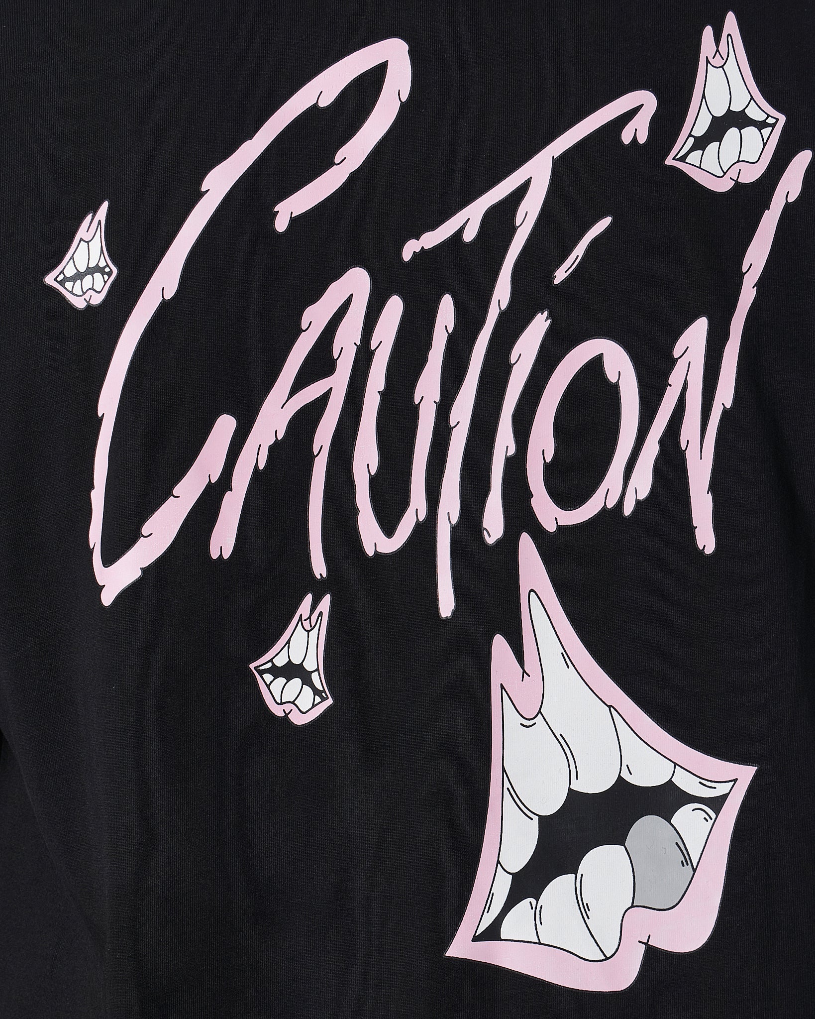 MOI OUTFIT-CH Caution Men Black T-Shirt 25.90