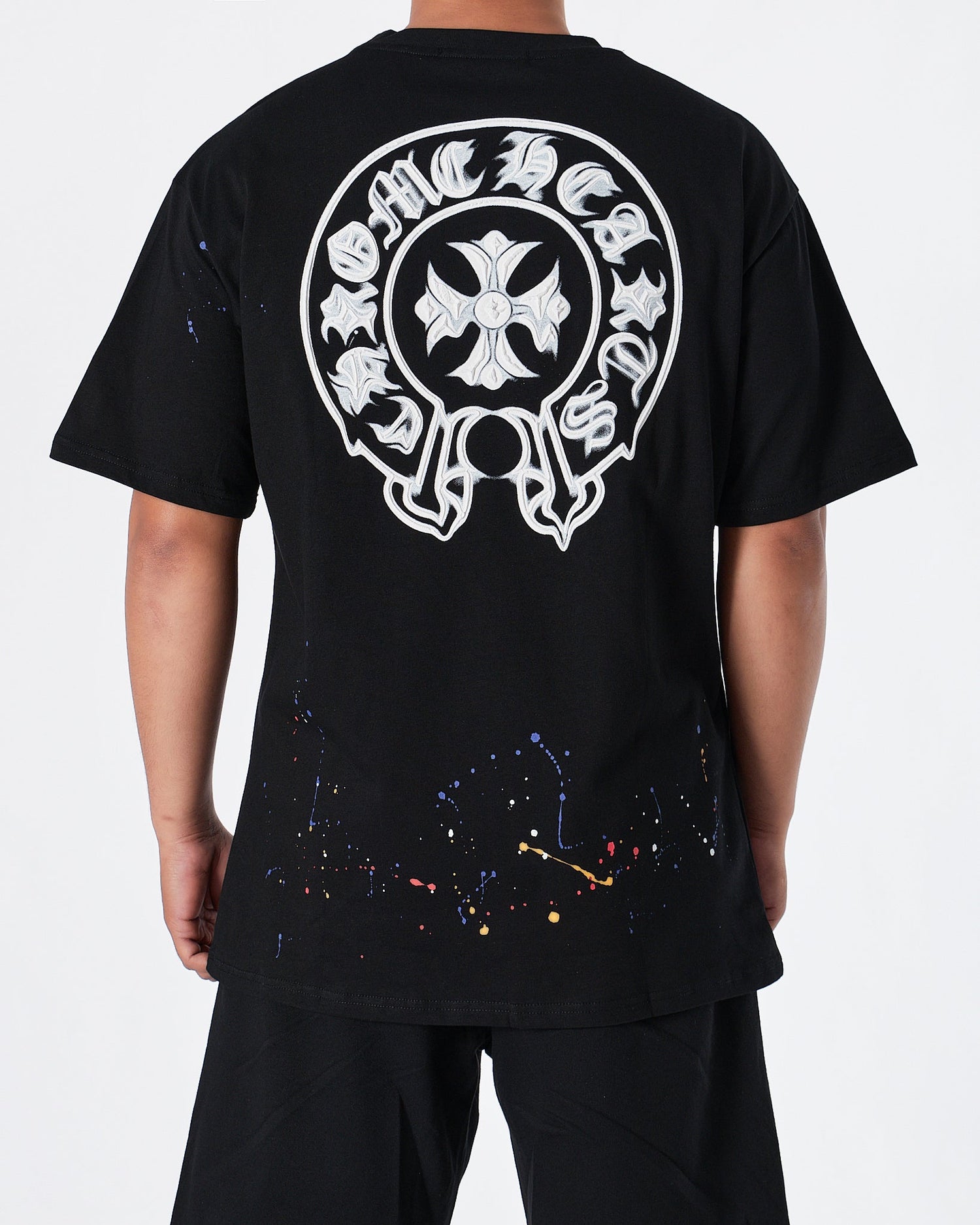 MOI OUTFIT-CH Ink Splash Men Black T-Shirt 24.90