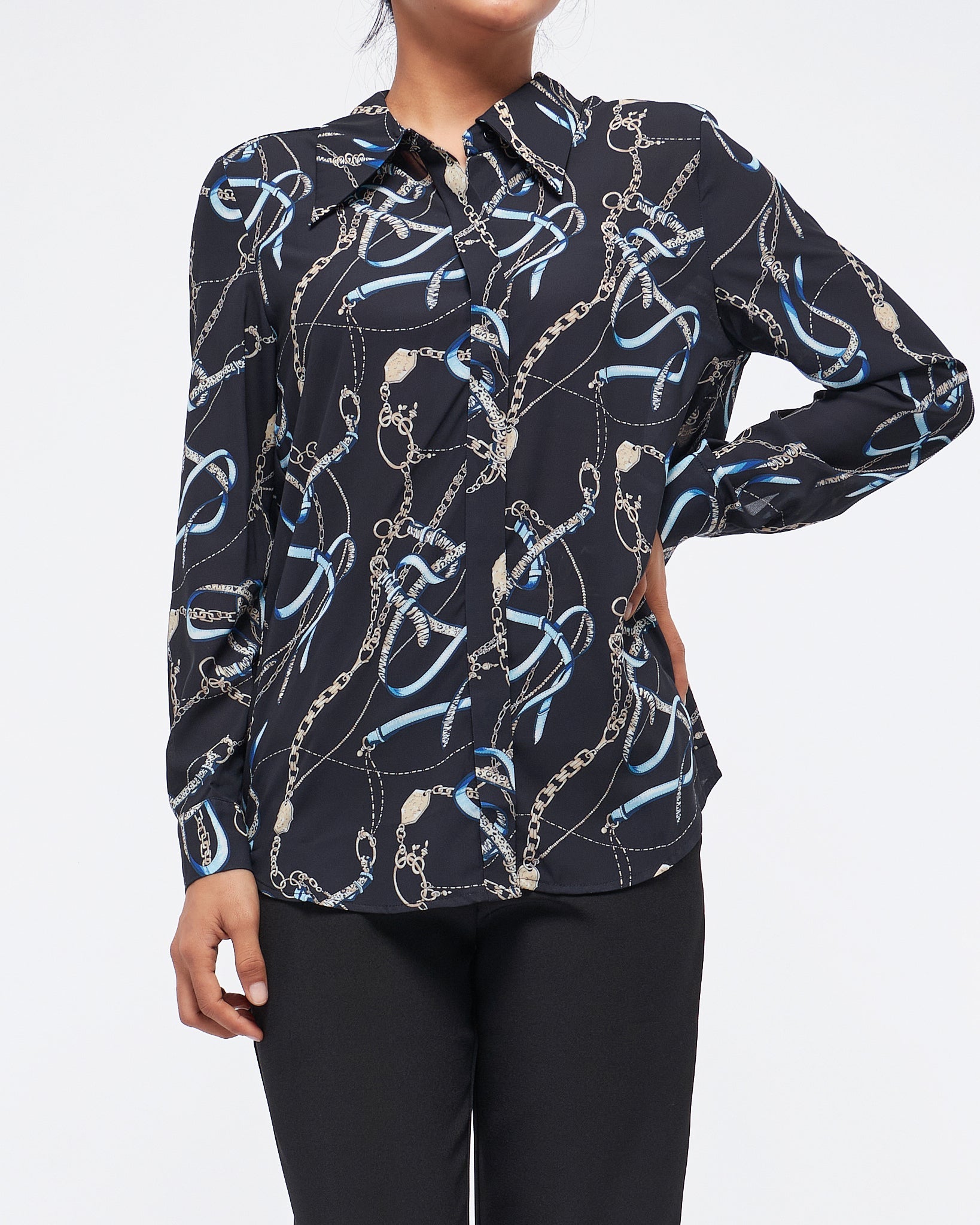 MOI OUTFIT-Chain Over Printed Lady Blouse 17.90