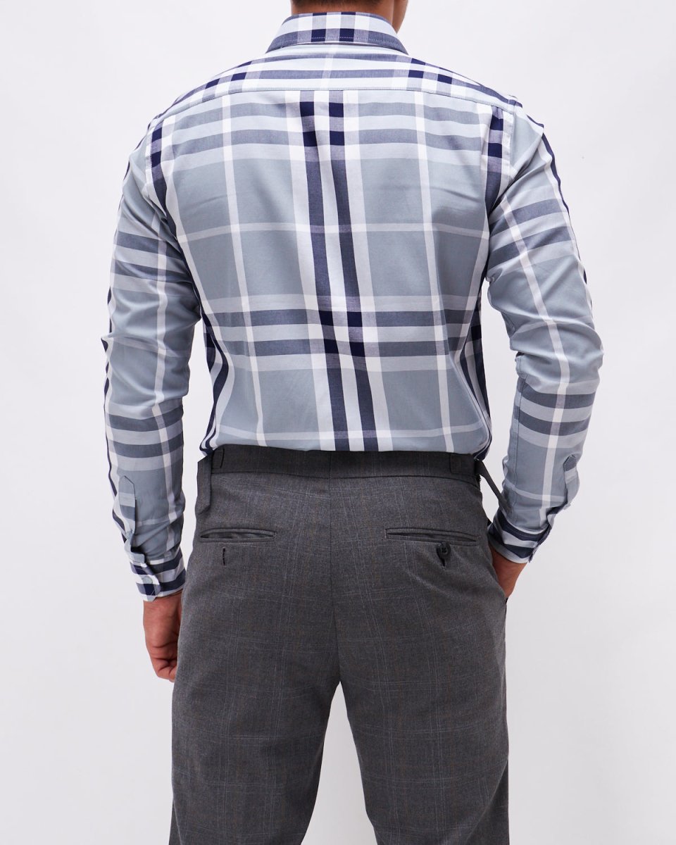MOI OUTFIT-Check Stretch Men Shirt Long Sleeve 25.90