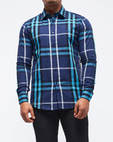MOI OUTFIT-Check Stretch Men Shirt Long Sleeve 25.90